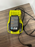 Ryobi ONE+ 18V battery charger with an attached P102 lithium-ion battery