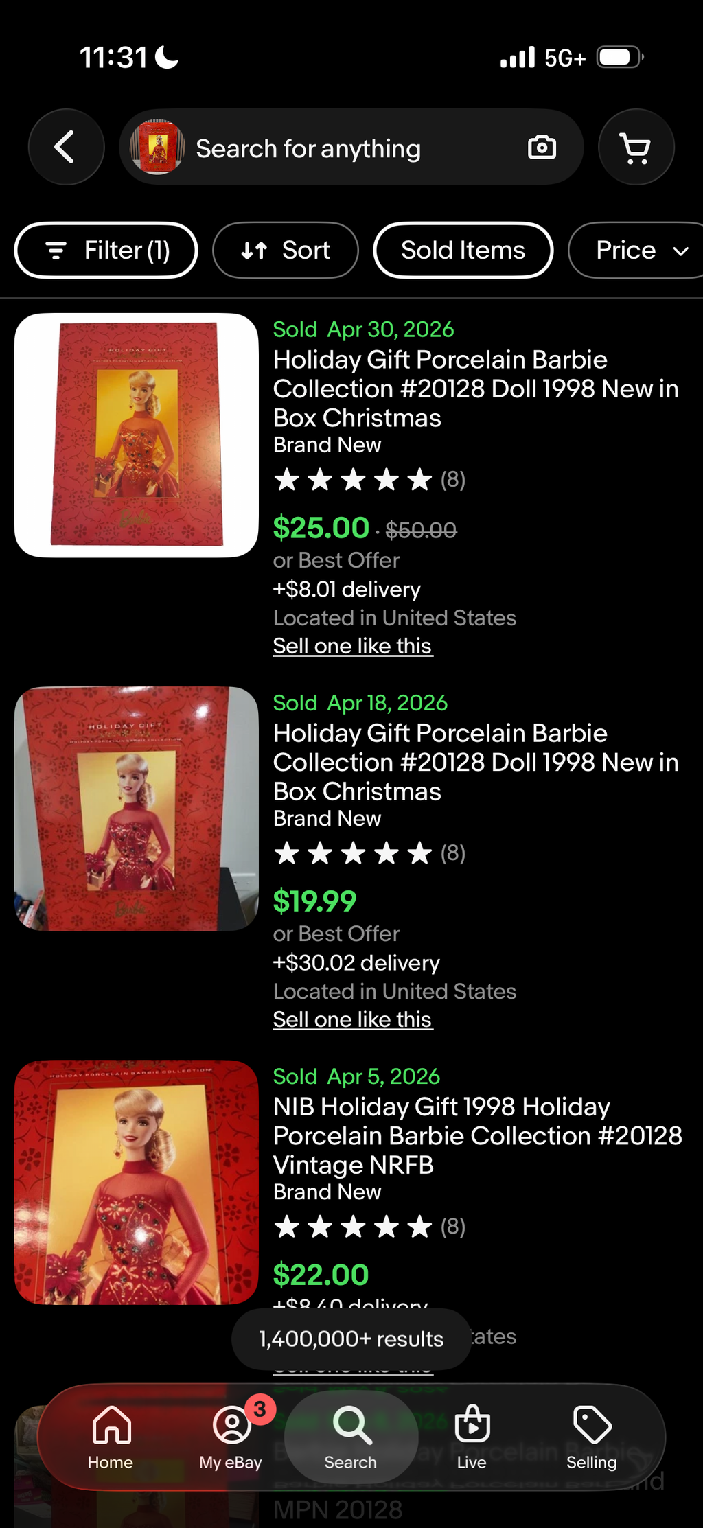 1998 Barbie Doll Holiday Porcelain Barbie Collection