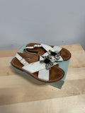 MARNI Crystal Embellished Calf Hair Criss-Cross Slingback Sandals - Off-White/Tan - Size 38