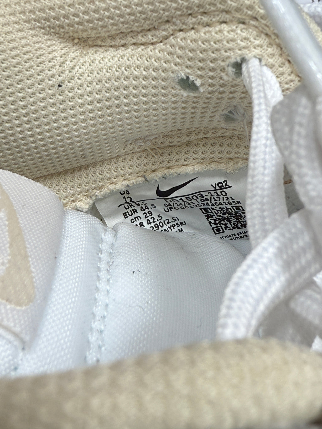 Nike Dunk Low Pearl White Sz 10.5M/W12