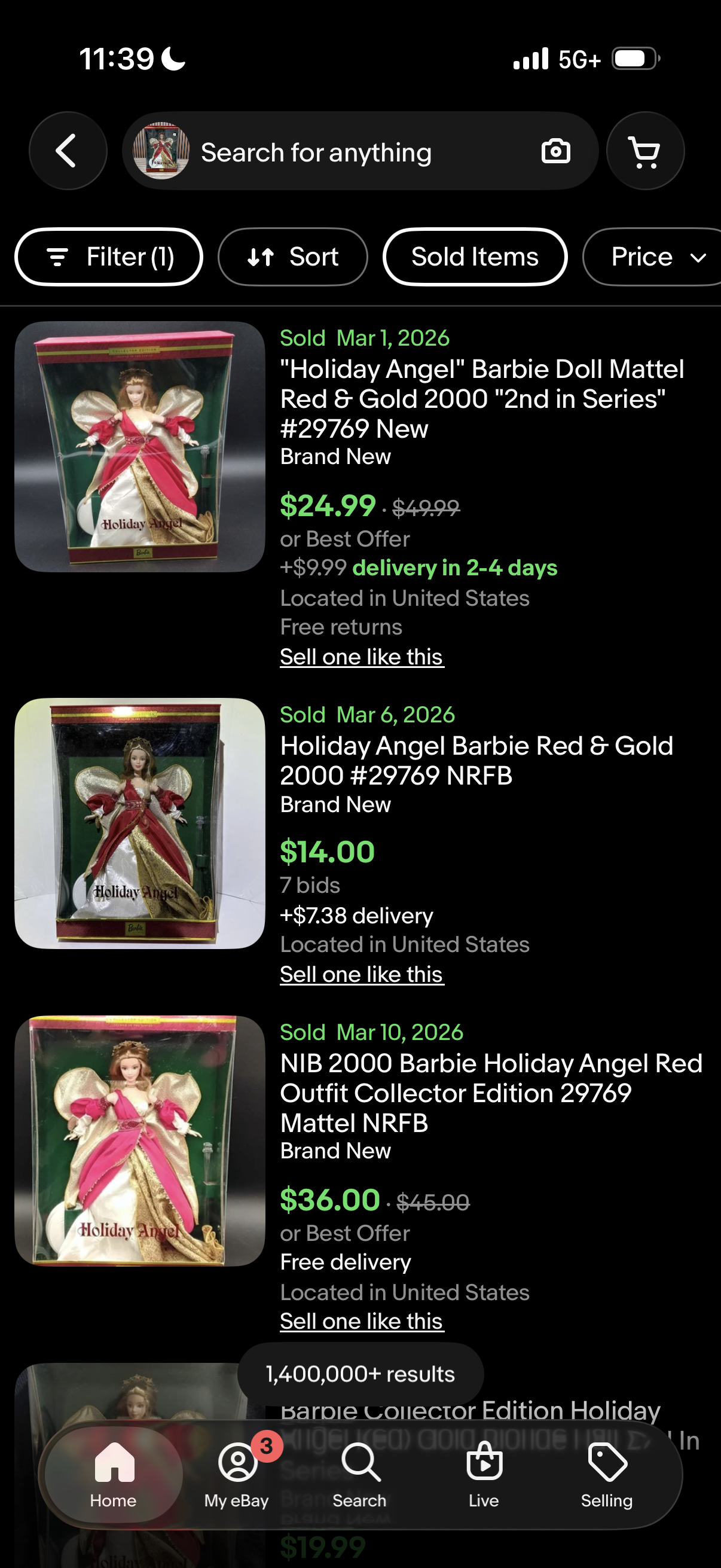 Holiday Angel Barbie Doll 2nd in the Series Collector Edition 2000