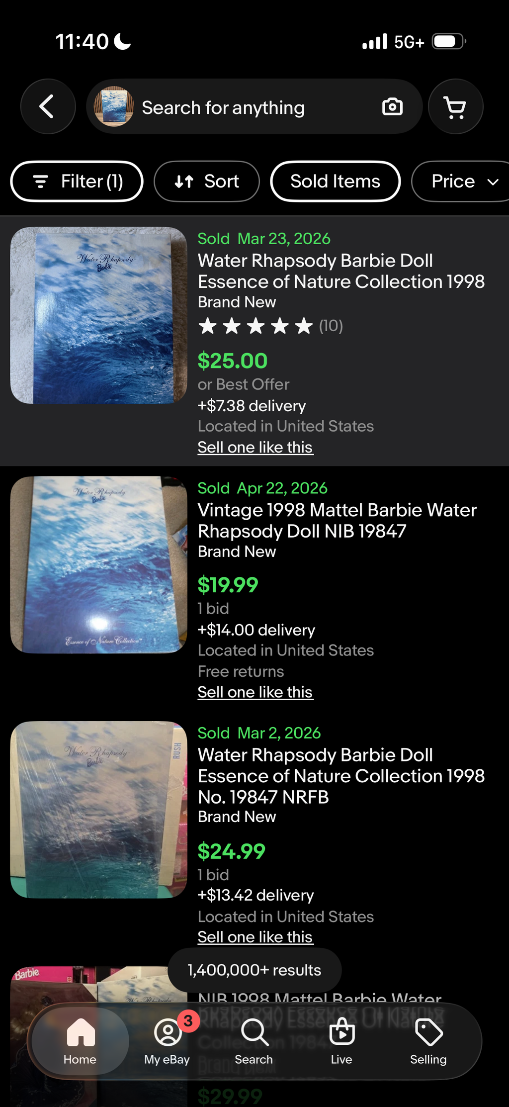 Mattel 1998 Water Rhapsody Barbie Doll Limited Edition
