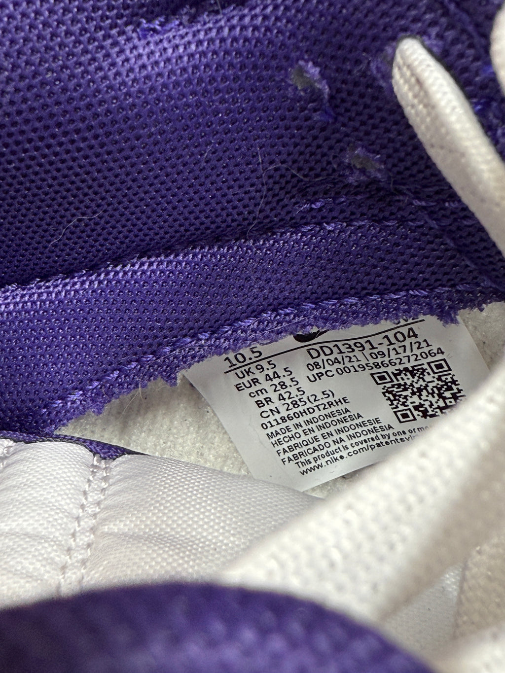 Nike Dunk Low Championship Court Purple Sz 10.5 NO BOX