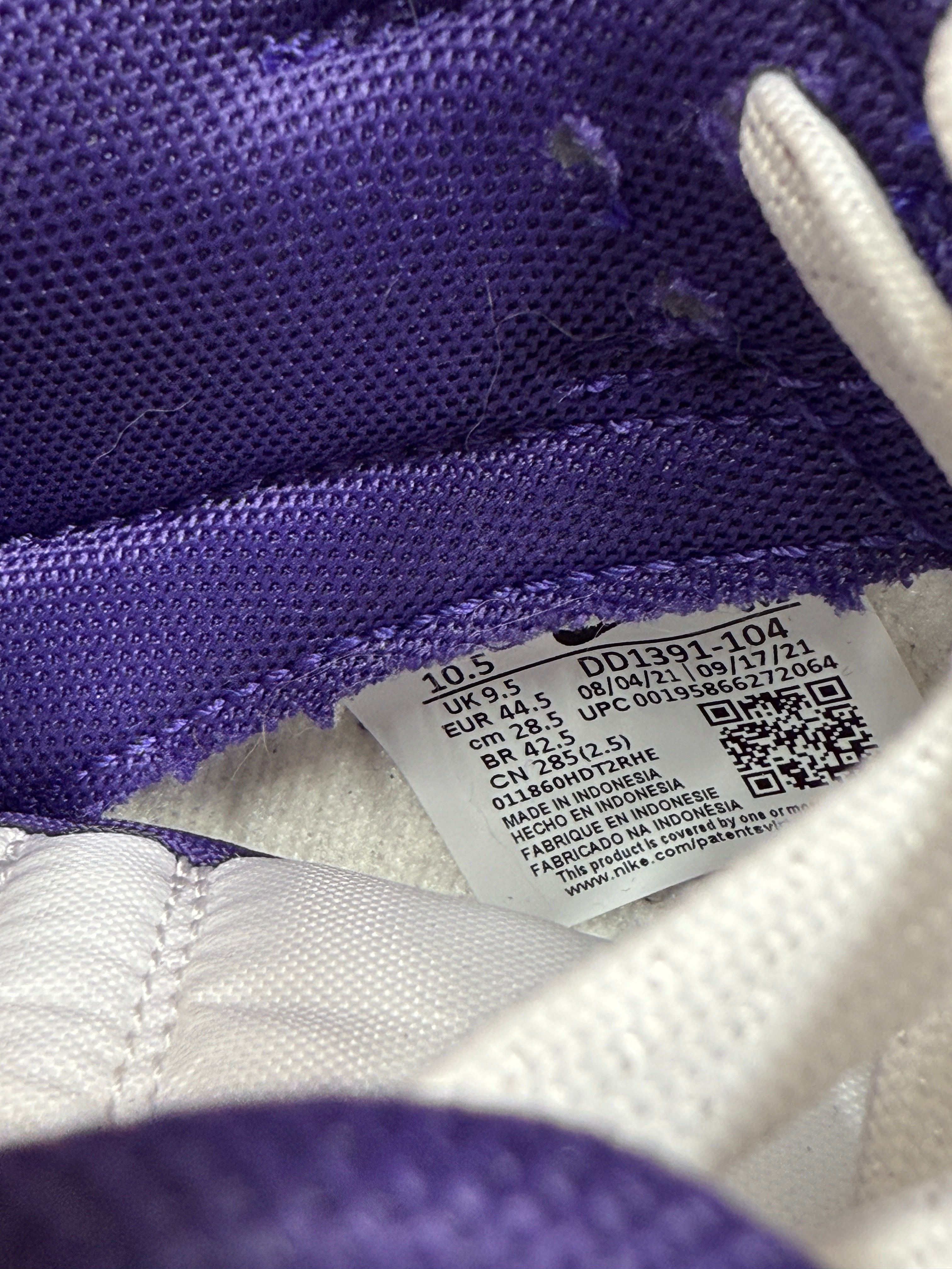 Nike Dunk Low Championship Court Purple Sz 10.5 NO BOX