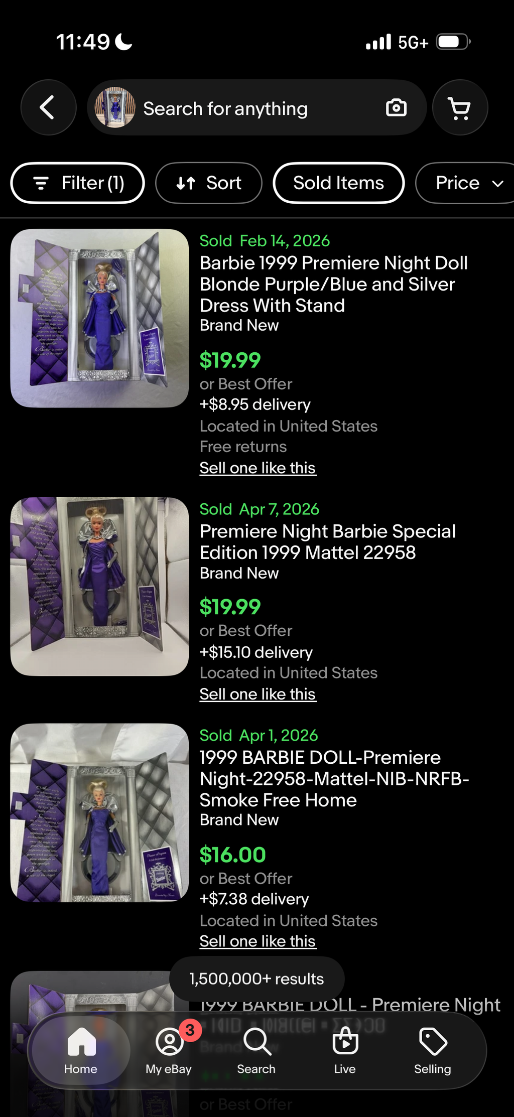 Barbie Special Edition Premiere Night 22958 Theater Barbie Doll 1999