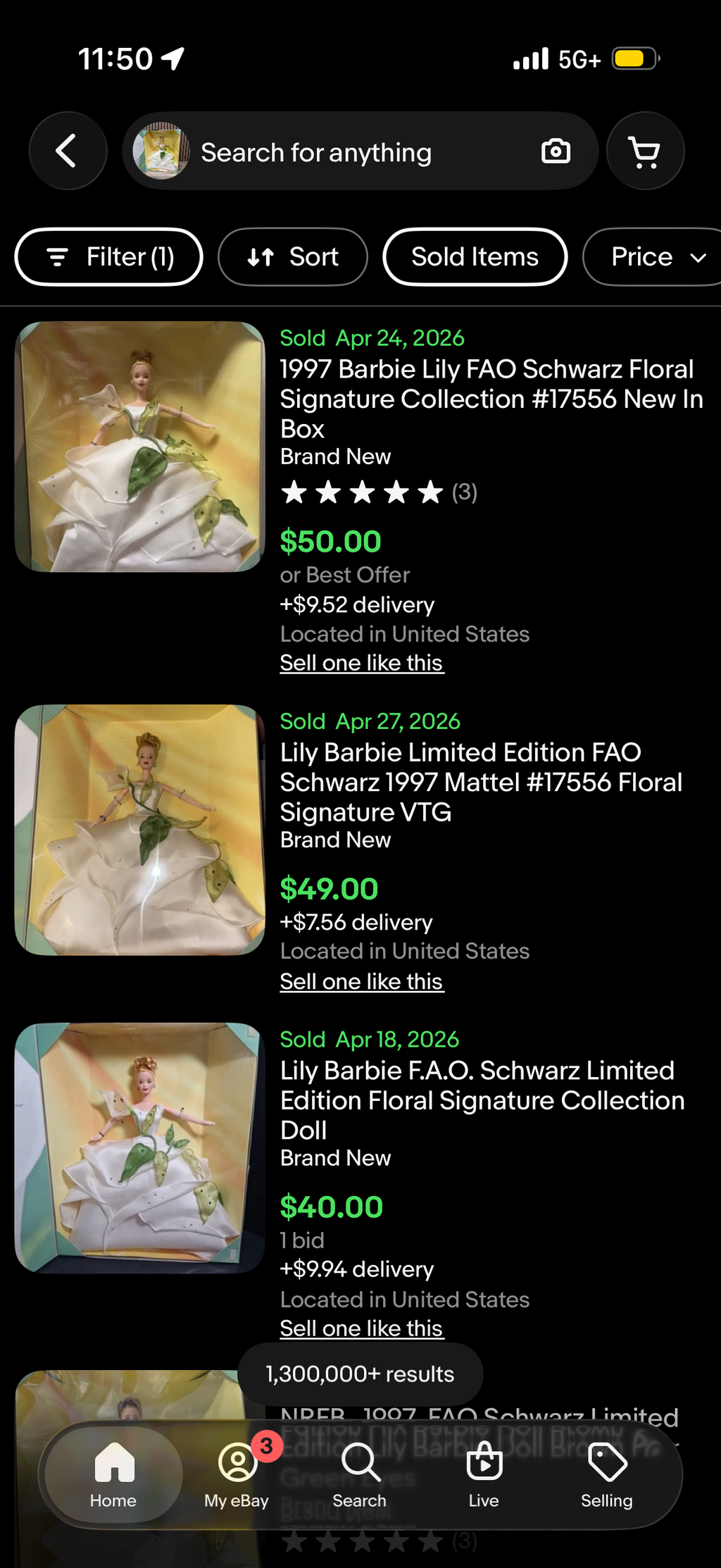 Lily Limited Edition FAO Schwarz Barbie Doll 1997 Mattel 17556 C
