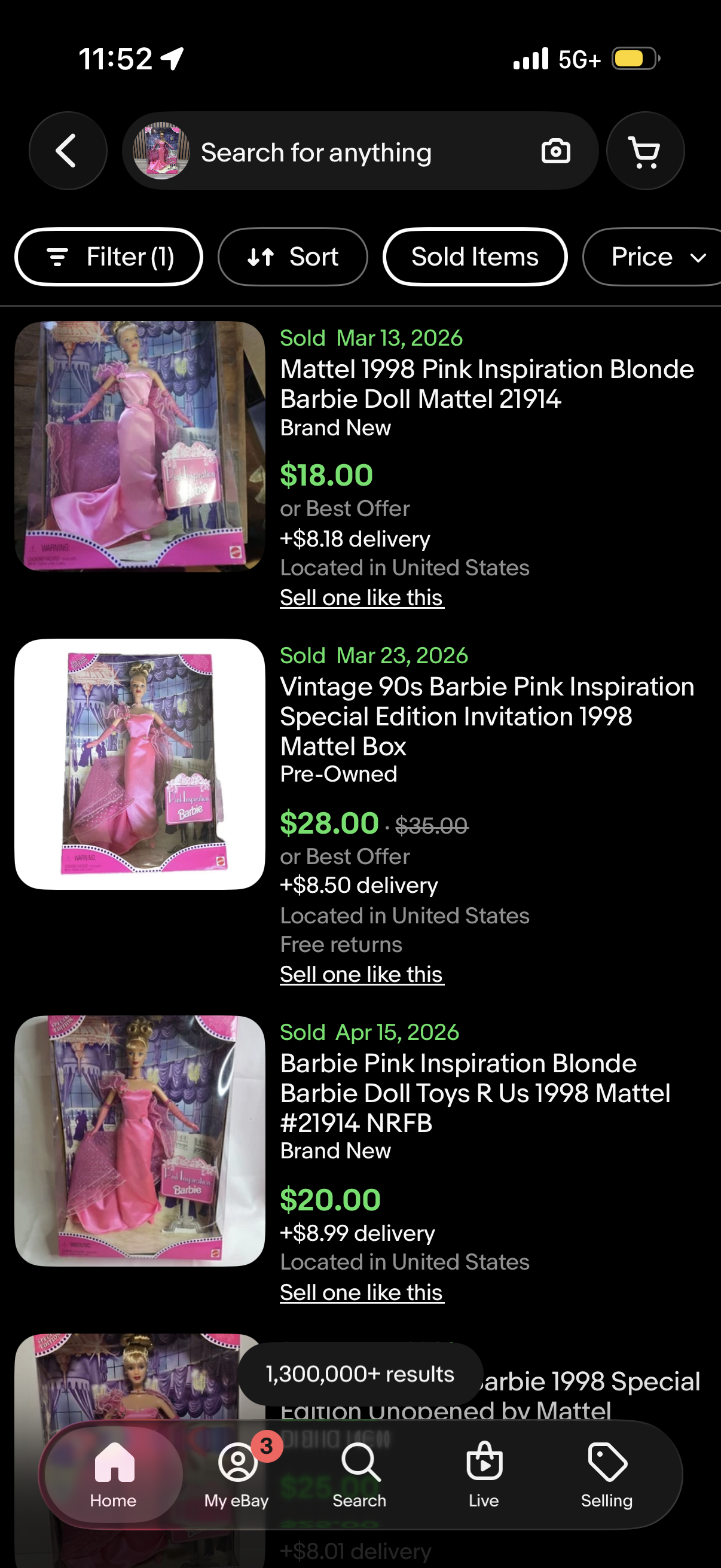 1998 Barbie Doll Pink Inspiration Special Edition Blonde Mattel 21914