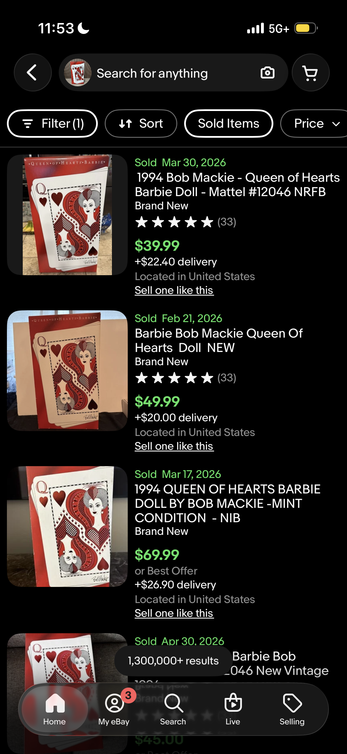 1994 Queen of Hearts Barbie Bob Mackie W/Shipper SIGNED BOB MACKIE