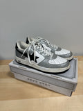 Vintage A BATHING APE Bape Sta Low Metallic Silver Crackle Leather - White/Black - Men's Size 13 (shoes only)