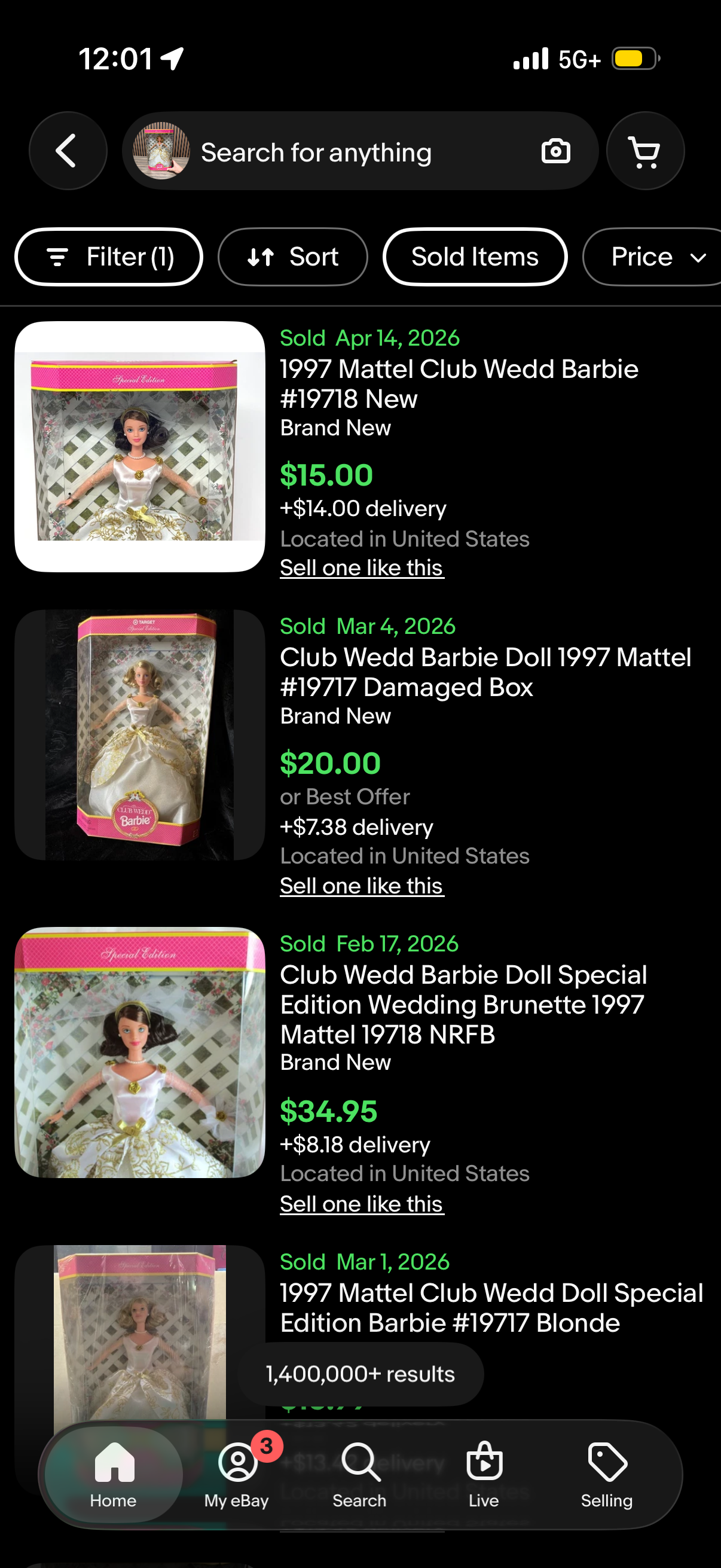 1997 Club Wedd Barbie doll