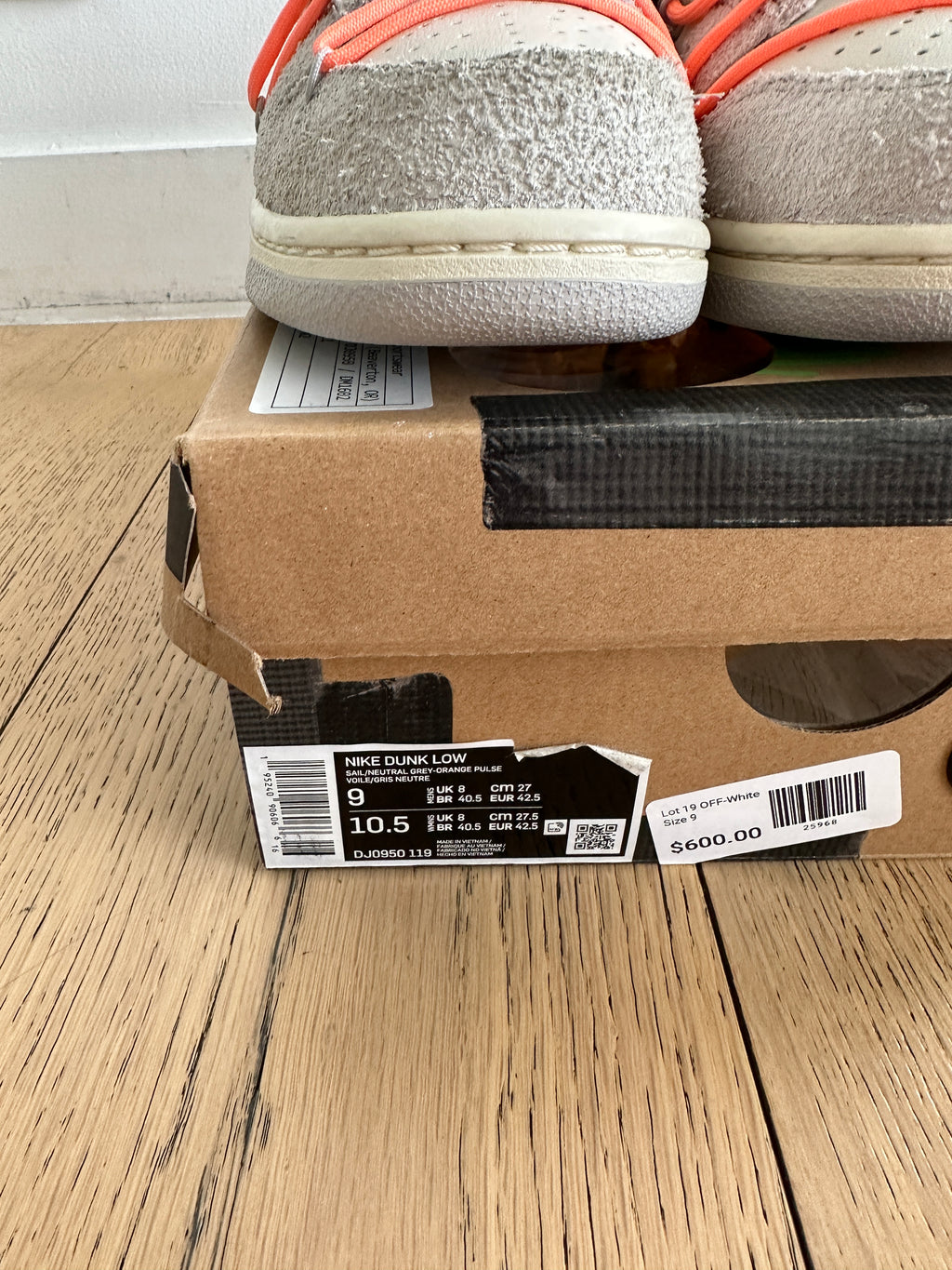 Nike Dunk Low Off-White Lot 19 Sz 9