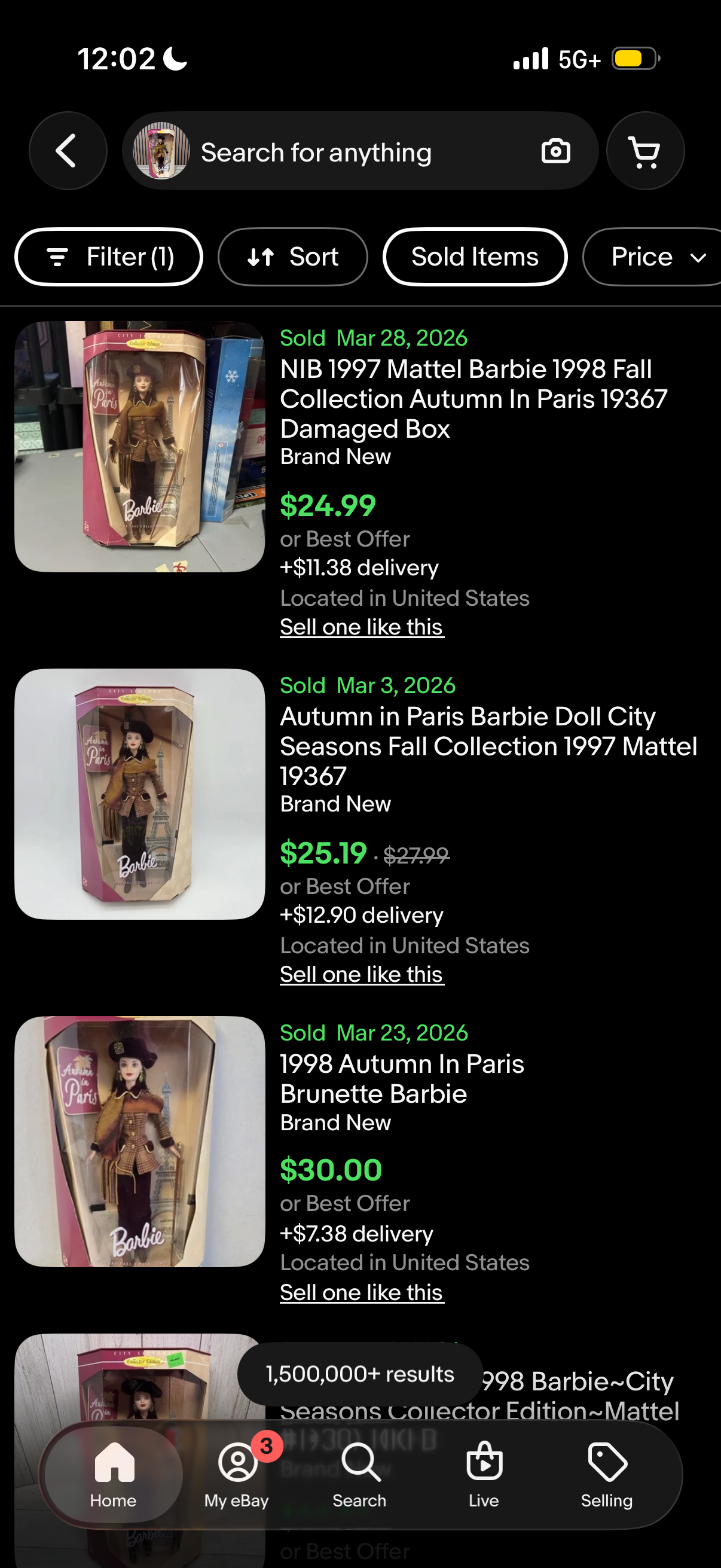 Barbie 1997 Autumn in Paris 1998 Fall Collection