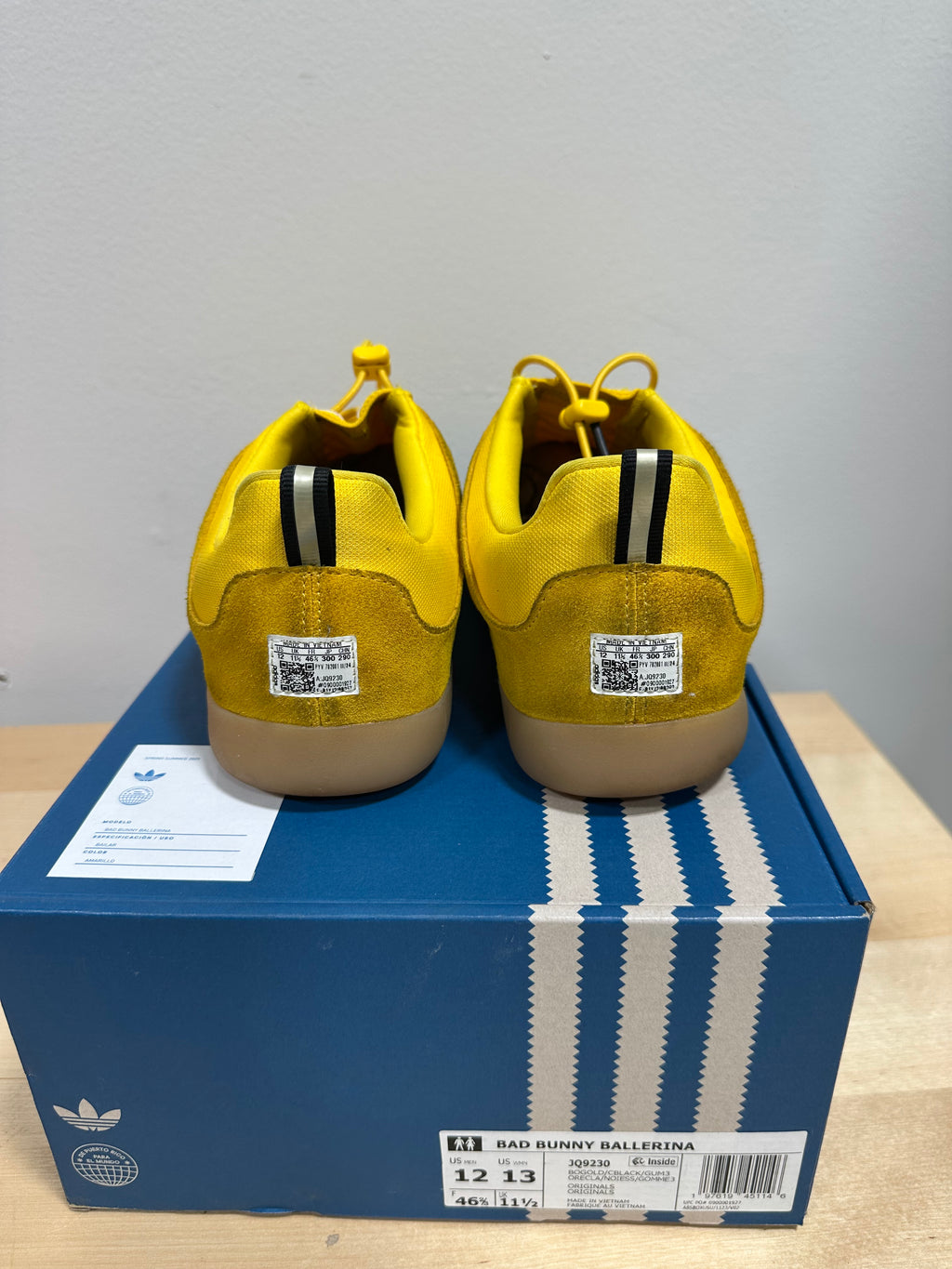 adidas Originals x Bad Bunny Ballerina "Bold Gold" Yellow - Men's 12 / Women's 13 - JQ9230 (With Box)