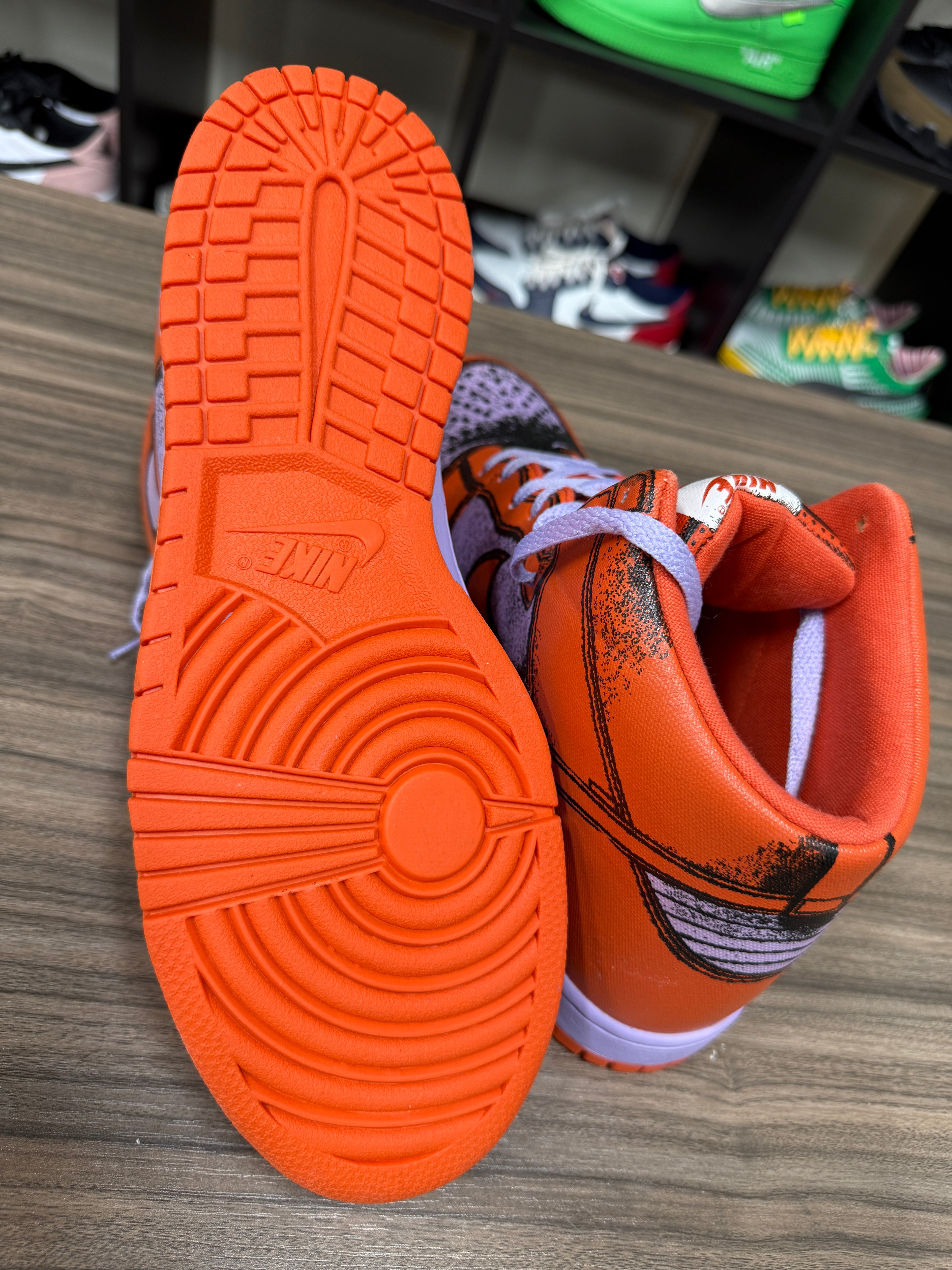Nike Dunk High 1 Piece Premium Lilac Ice Deep Orange Sz 10.5 NO BOX