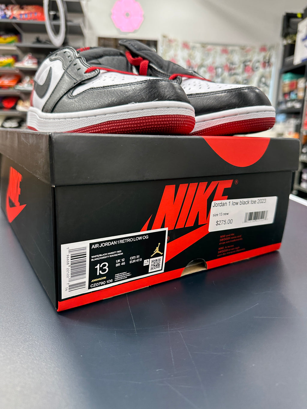 Jordan 1 Retro Low Black Toe (2023) Sz 13