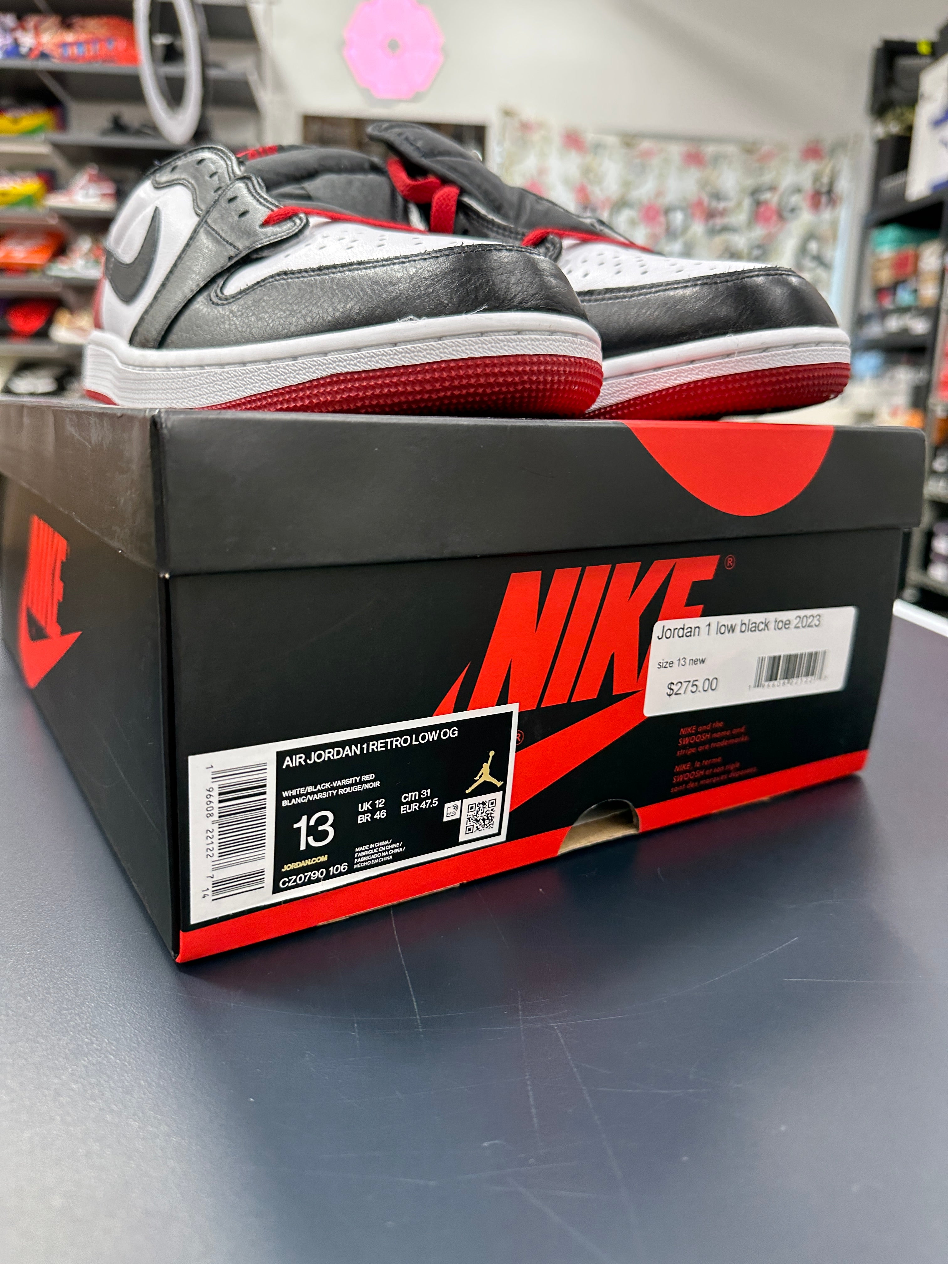 Jordan 1 Retro Low Black Toe (2023) Sz 13