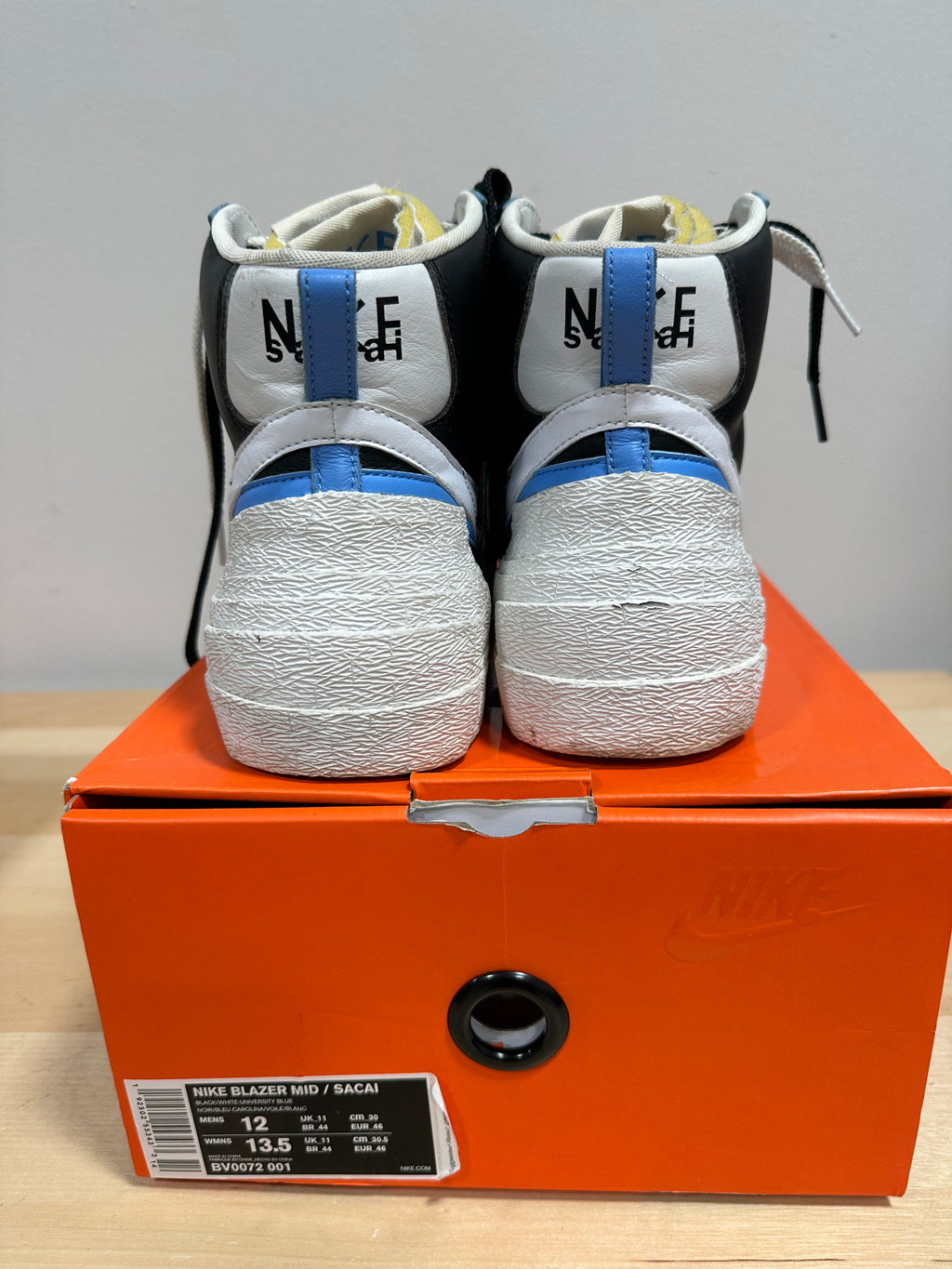 Nike Blazer Mid x Sacai "White Black Legend Blue" - Men's 12 / Women's 13.5 - BV0072-001 (With Box)