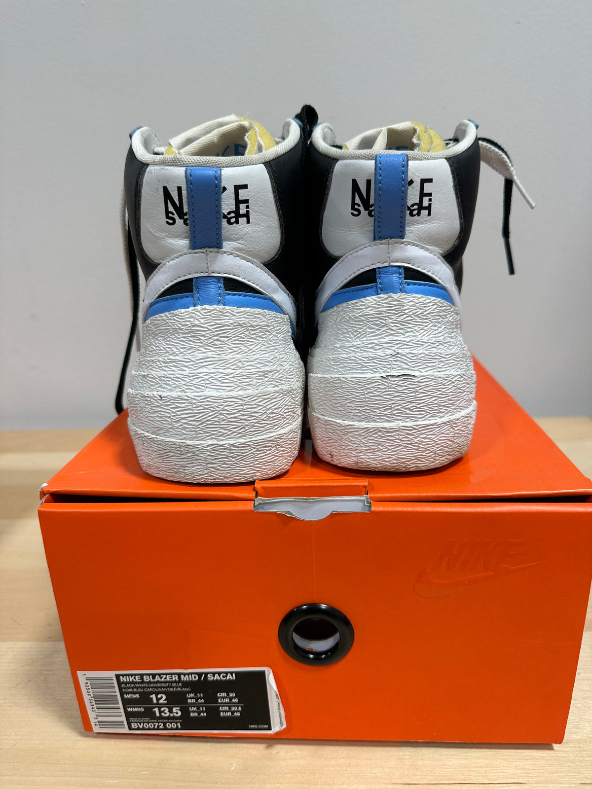 Nike Blazer Mid x Sacai "White Black Legend Blue" - Men's 12 / Women's 13.5 - BV0072-001 (With Box)