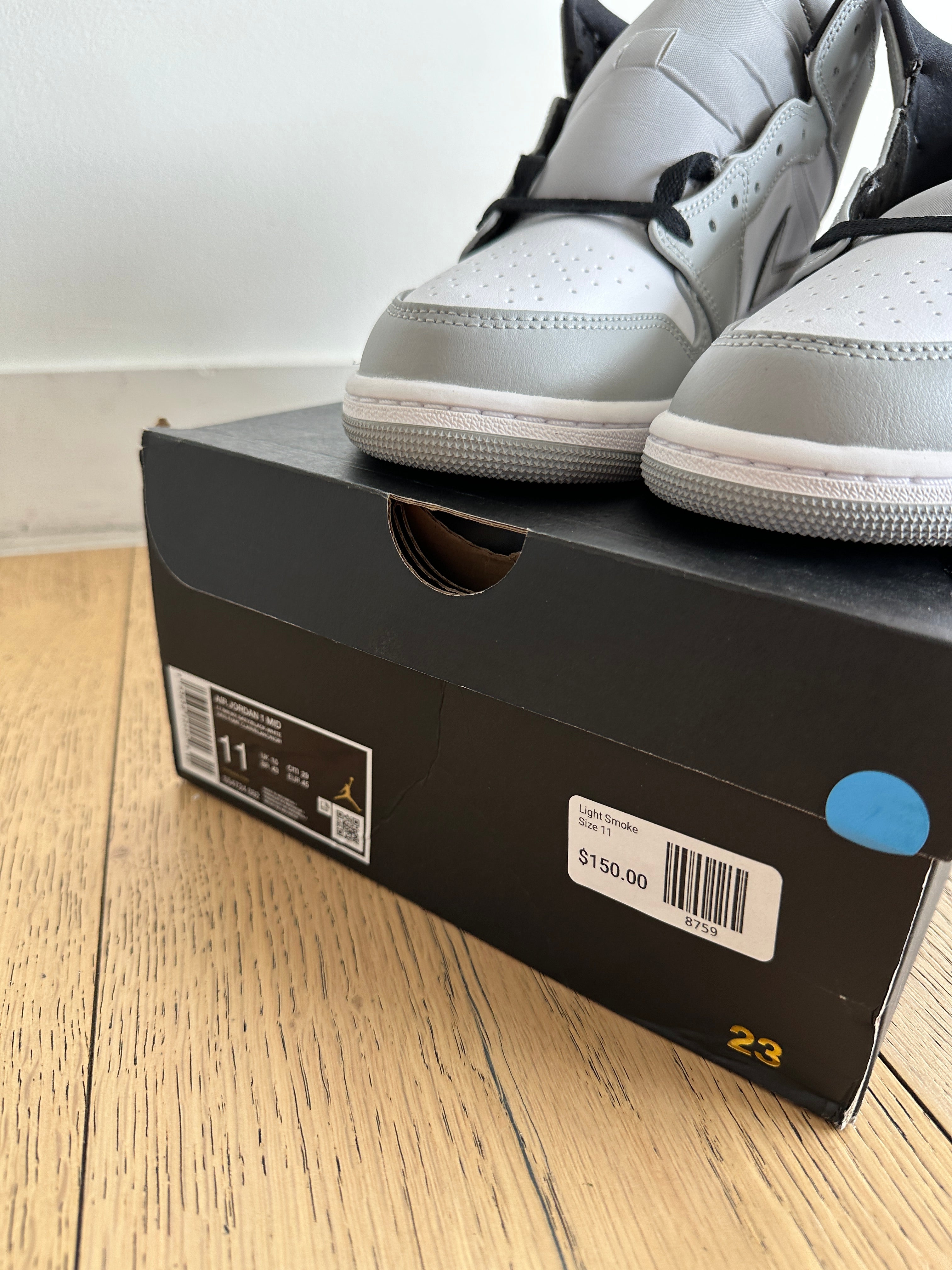 Jordan 1 Mid Light Smoke Sz 11