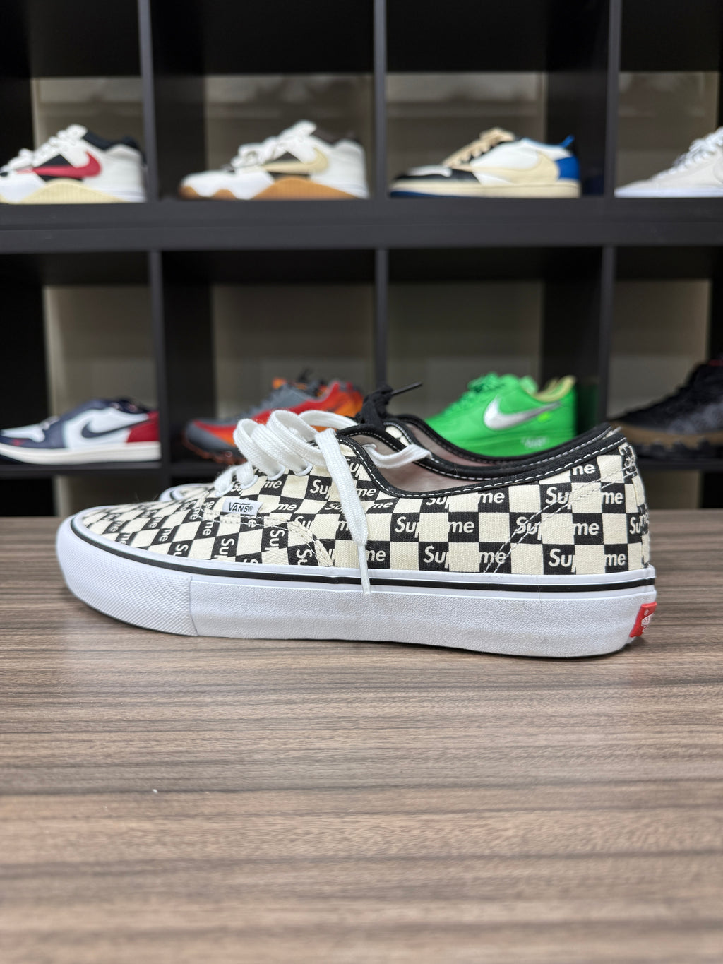 Vans Authentic Supreme Black Checker Logo Sz 10.5 NO BOX