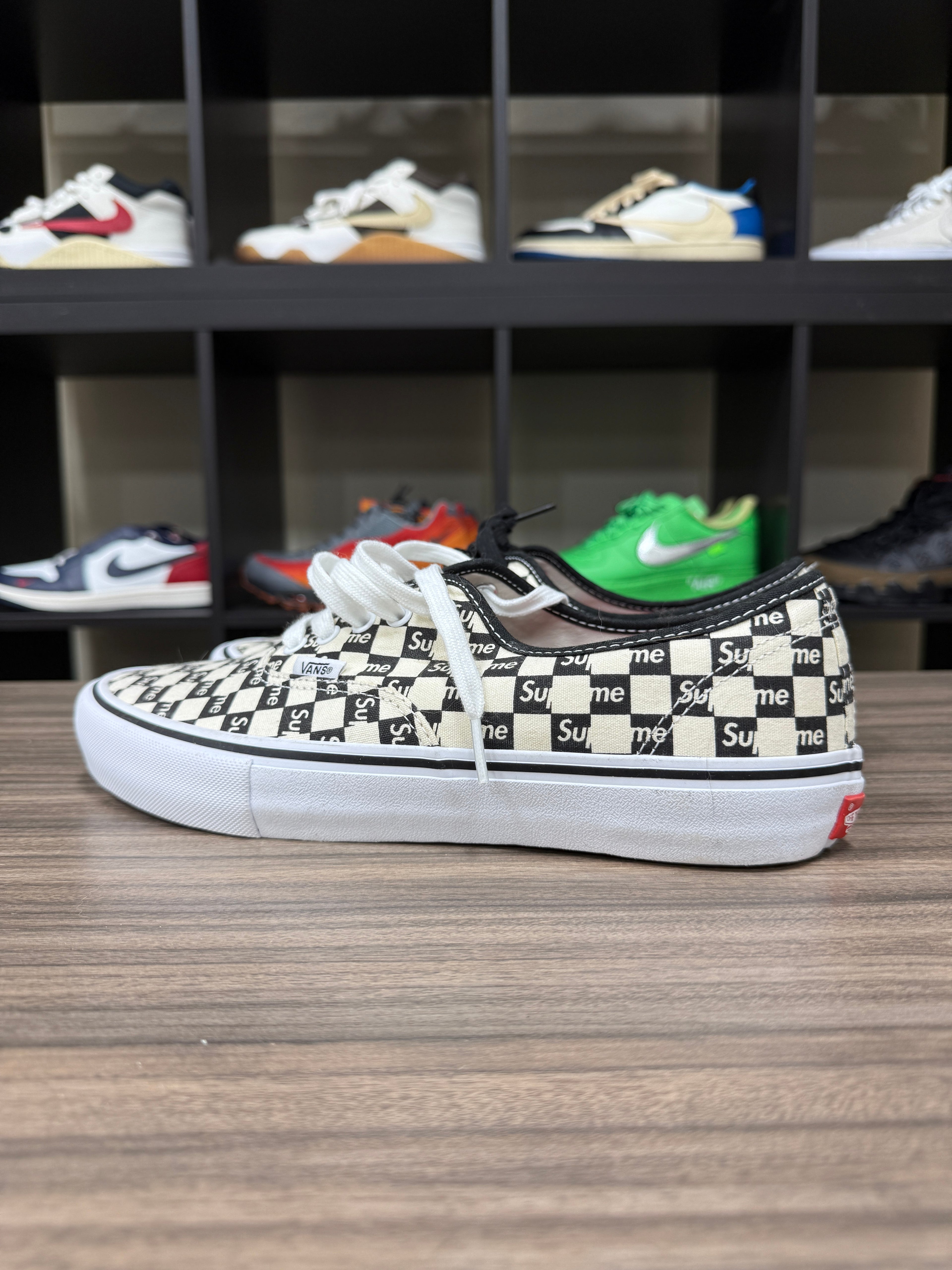 Vans Authentic Supreme Black Checker Logo Sz 10.5 NO BOX