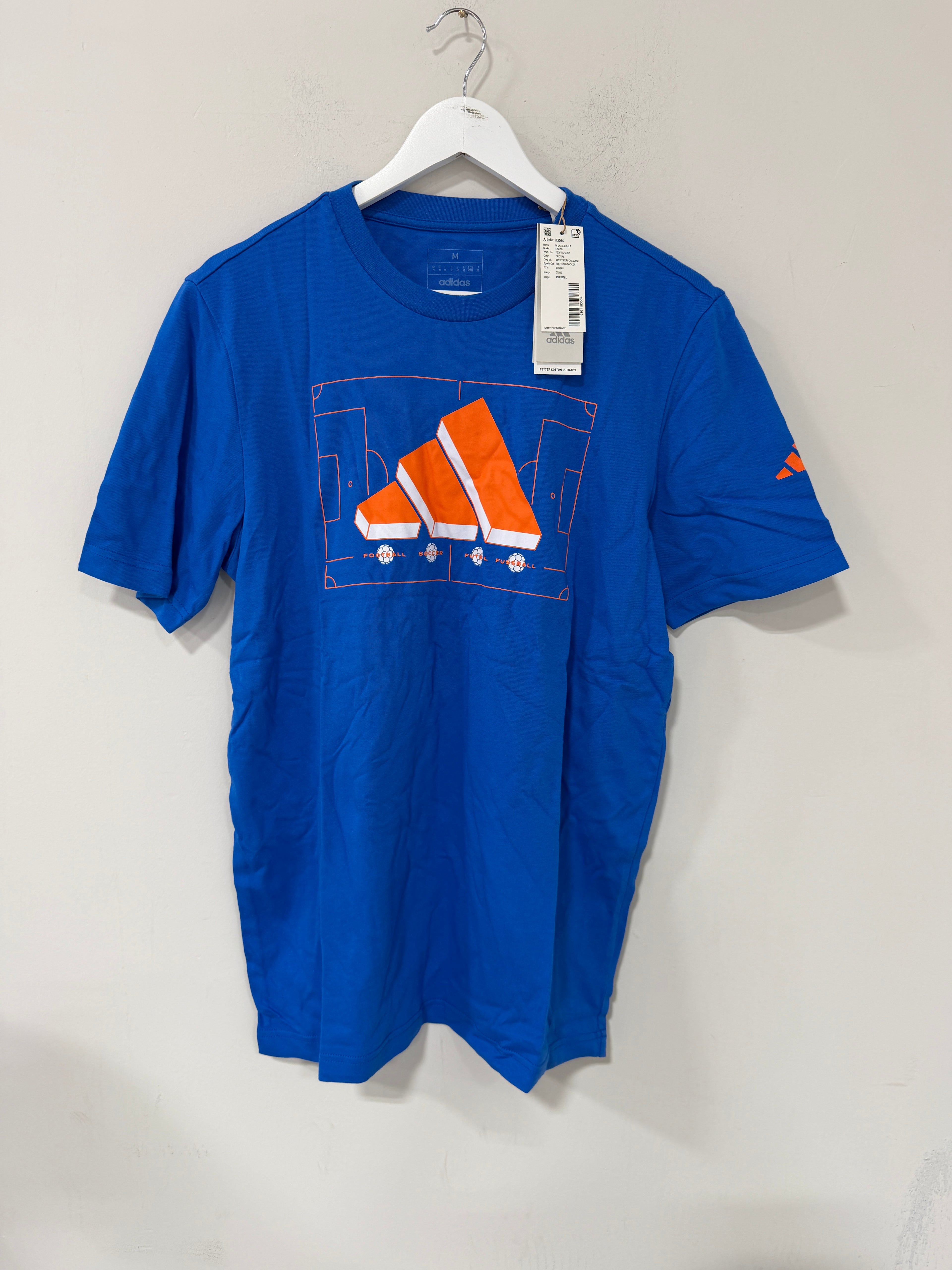 Adidas Soccer Graphic T-shirt Mens Sz Medium Blue/Orange