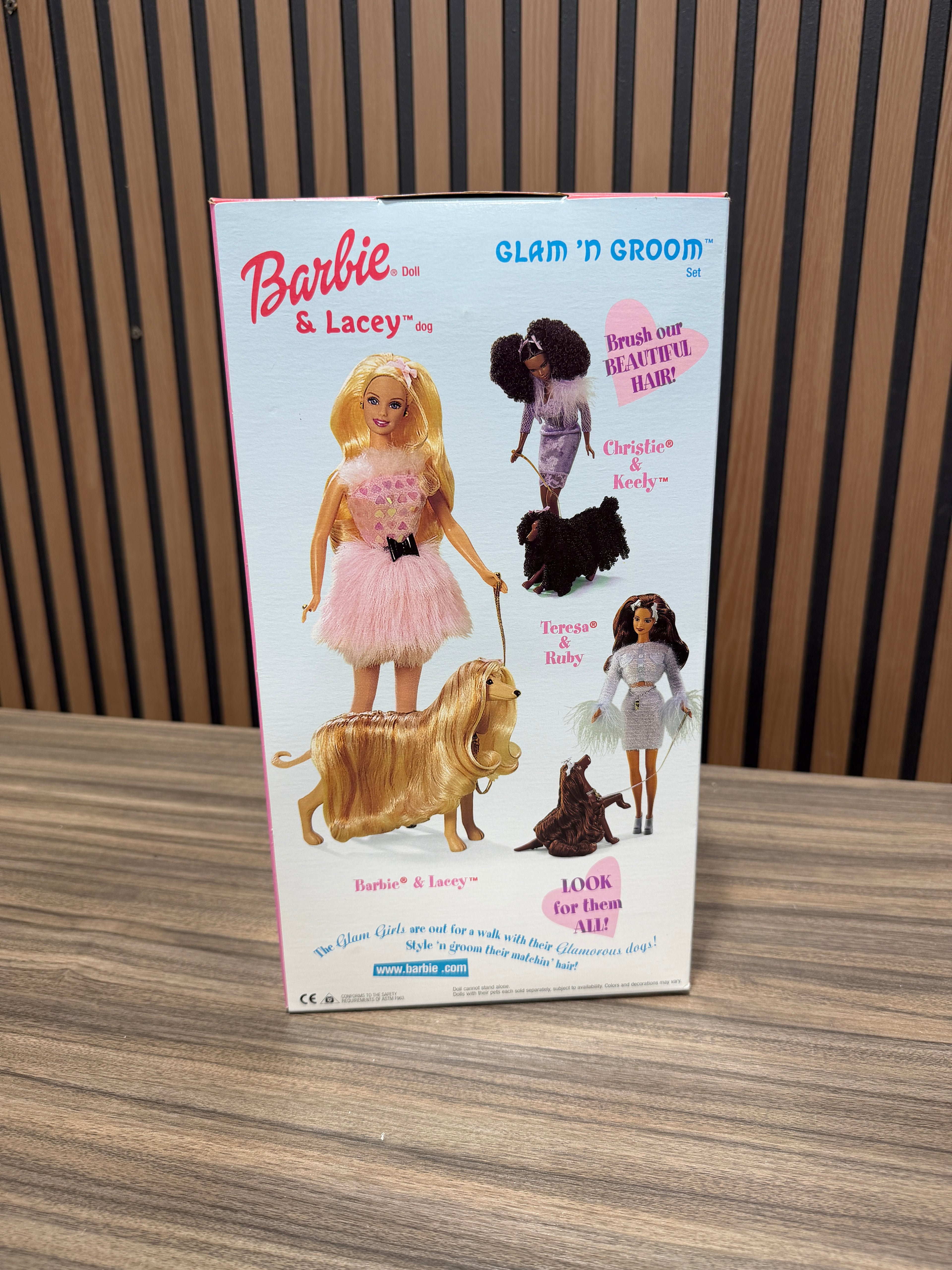 1999 Barbie and Lacey Glam 'N Groom Doll and Dog Set Mattel #27271