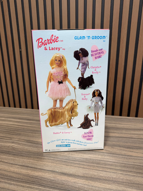 1999 Barbie and Lacey Glam 'N Groom Doll and Dog Set Mattel #27271