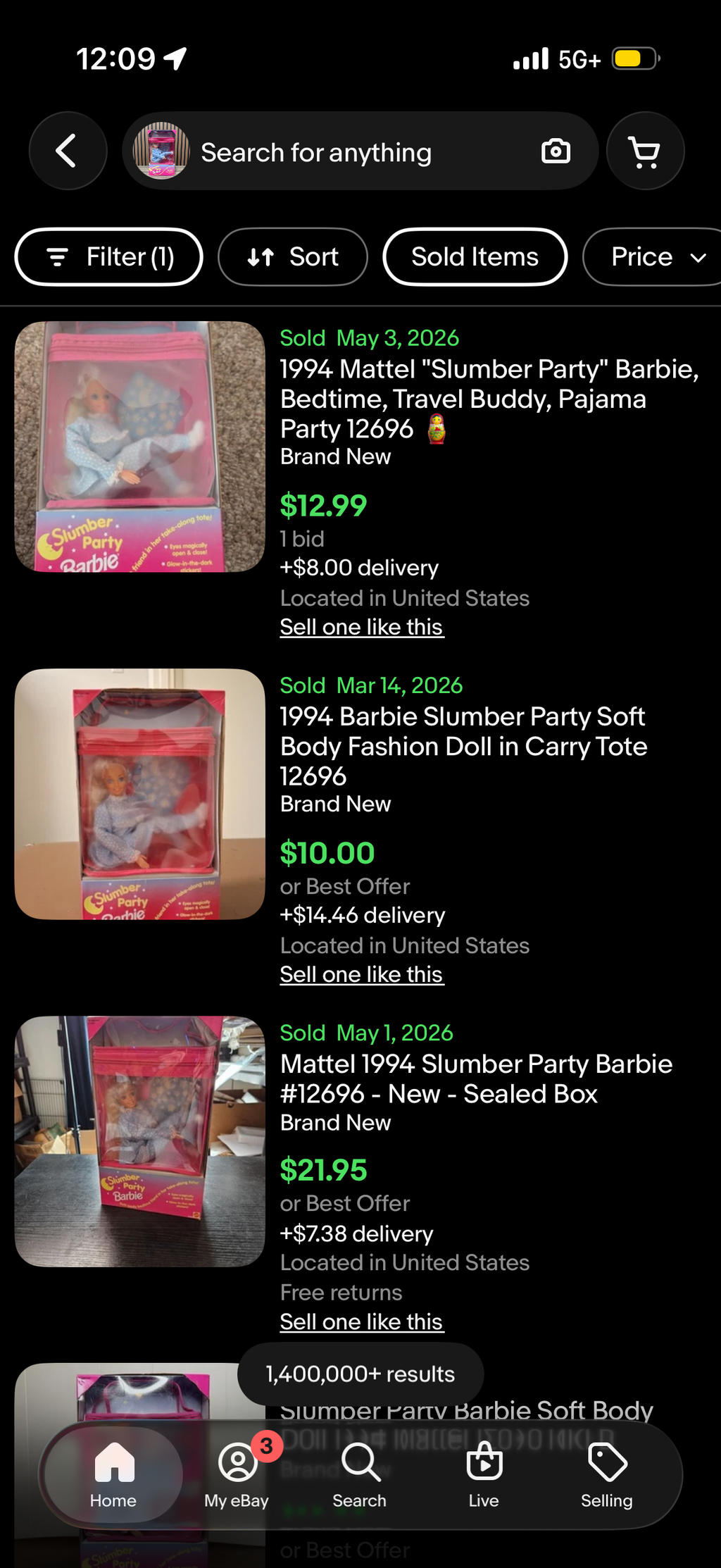 1994 Slumber Party Barbie Doll #12696 NRFB Mattel With Travel Tote