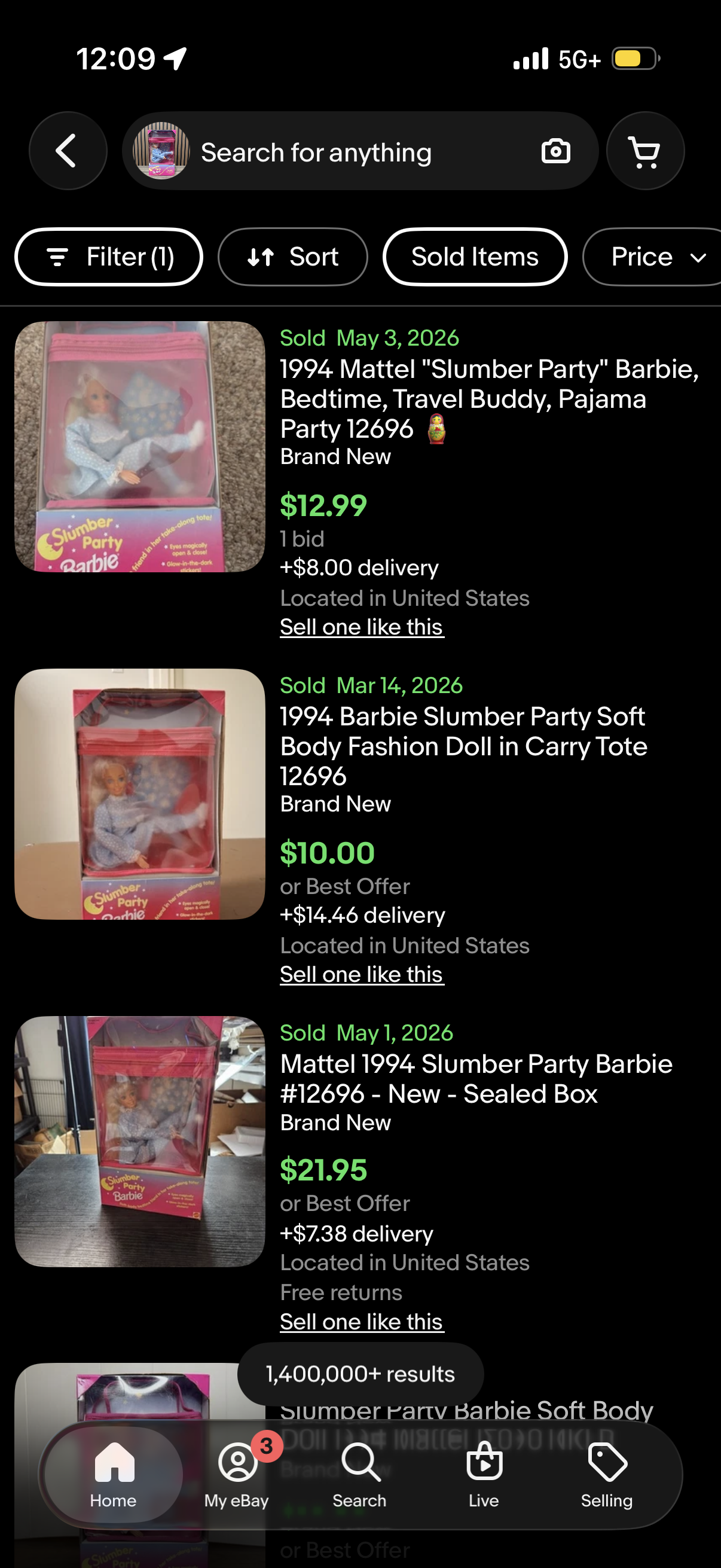 1994 Slumber Party Barbie Doll #12696 NRFB Mattel With Travel Tote