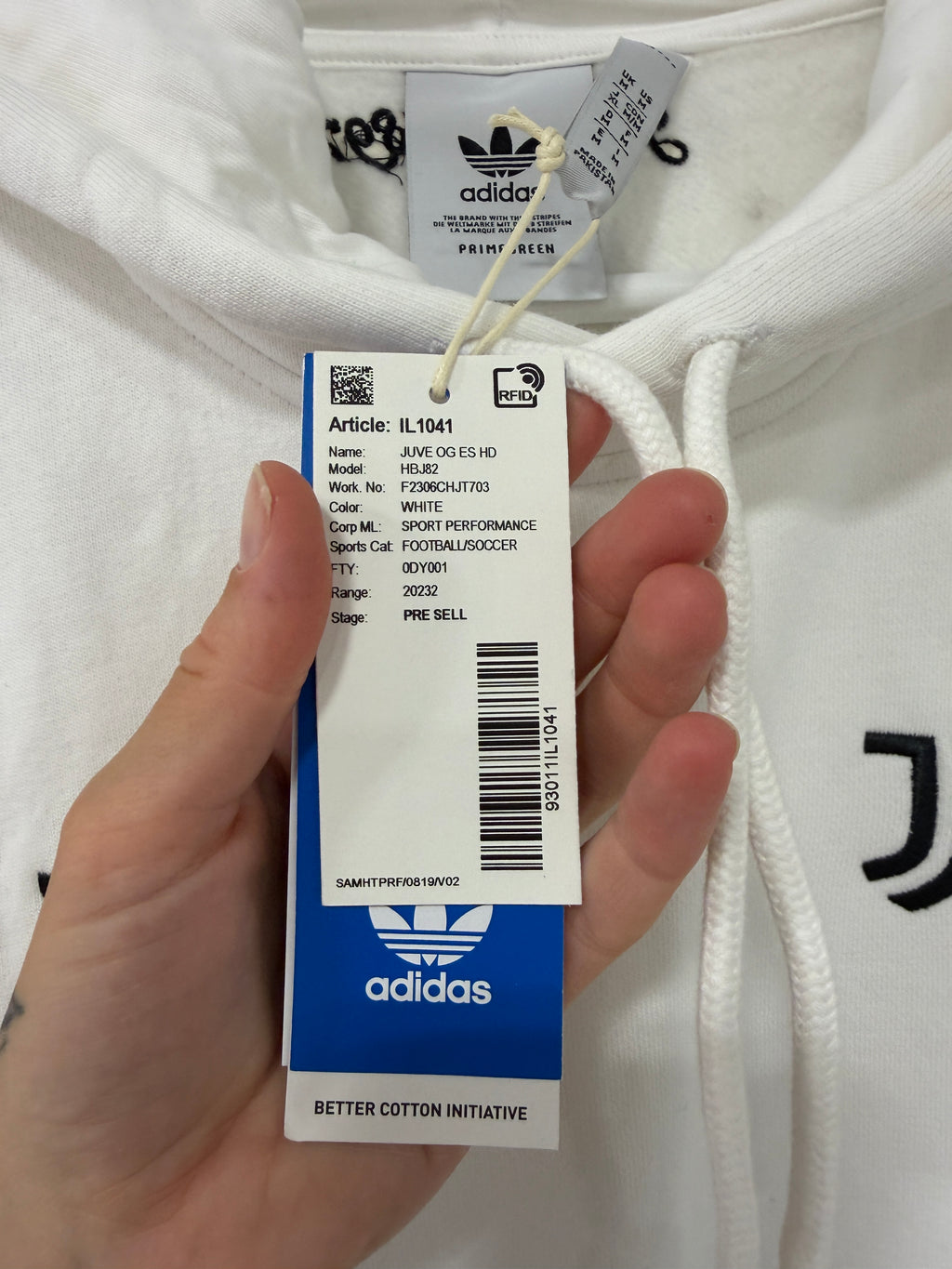 adidas Juventus Essentials Trefoil Hoodie Mens Sz Medium
