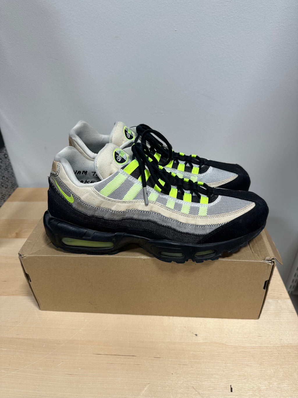 2020 Denham x Nike Air Max 95 "Volt" Suede Denim - Men's 12 / Women's 13.5 - DD9519-001 (With Box)