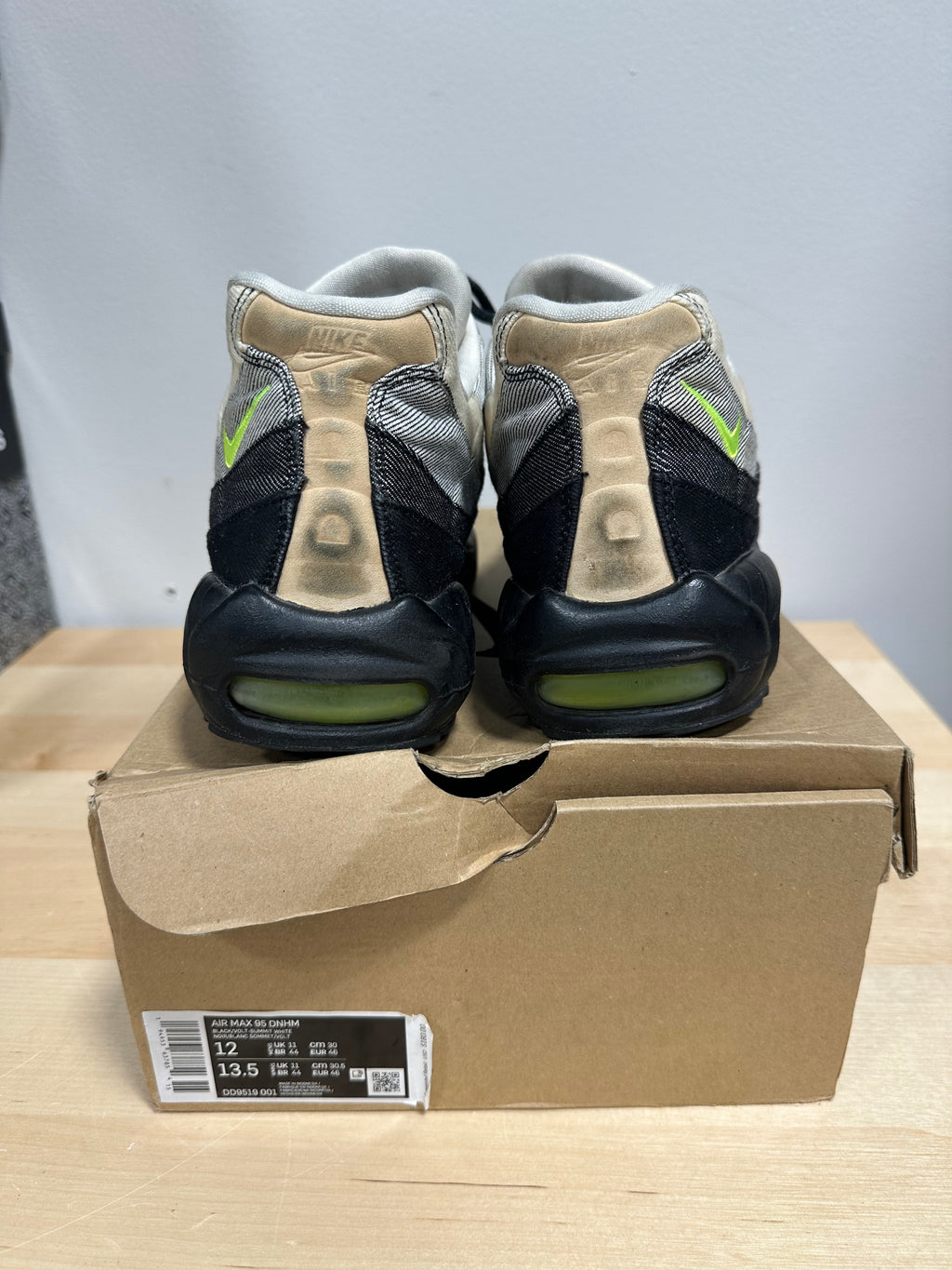 2020 Denham x Nike Air Max 95 "Volt" Suede Denim - Men's 12 / Women's 13.5 - DD9519-001 (With Box)