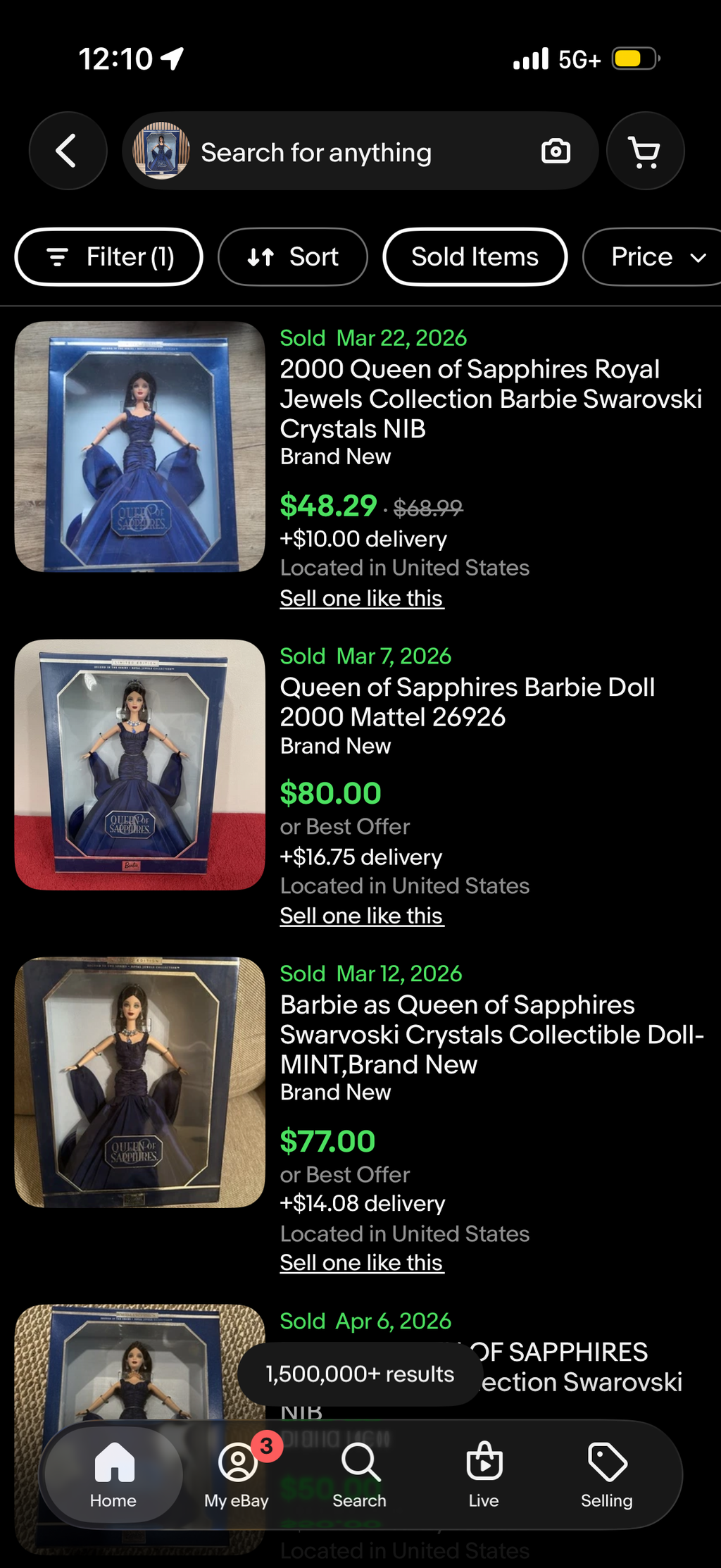 Queen of Sapphires Barbie Doll 2000 Mattel 26926