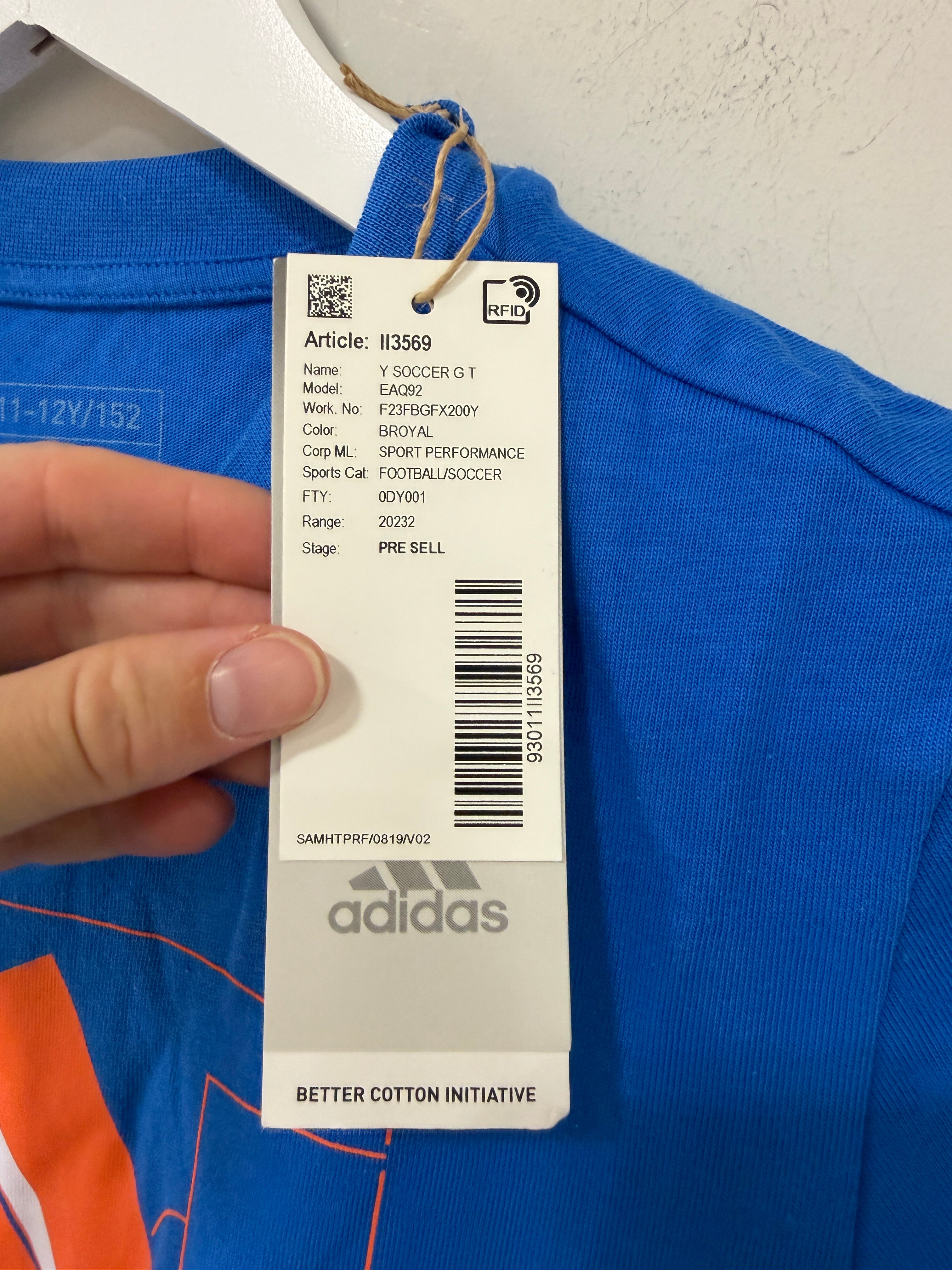 Adidas Graphic Tee Youth Size Medium Blue/Orange