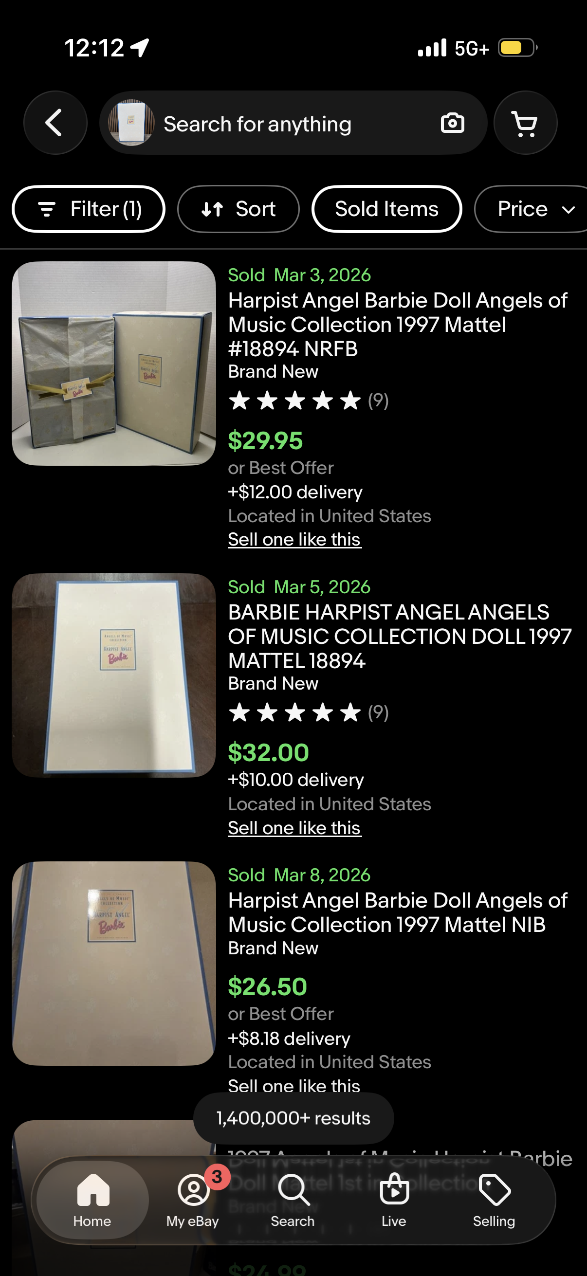 Harpist Angel Barbie Doll - Angels of Music Collection - Mattel - 074299188947