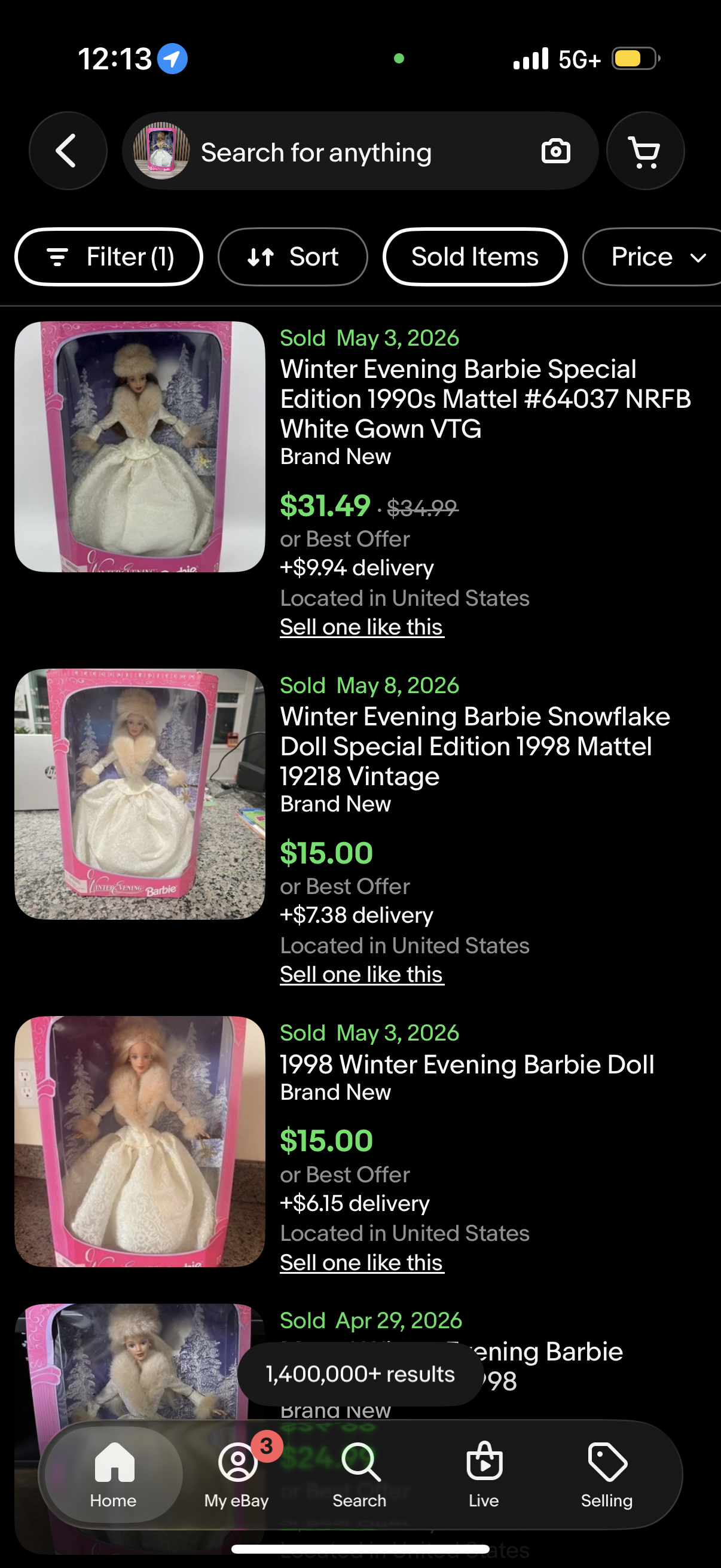 Barbie Winter Evening Doll Special Edition Vintage 1990s Collectible Blonde Hair