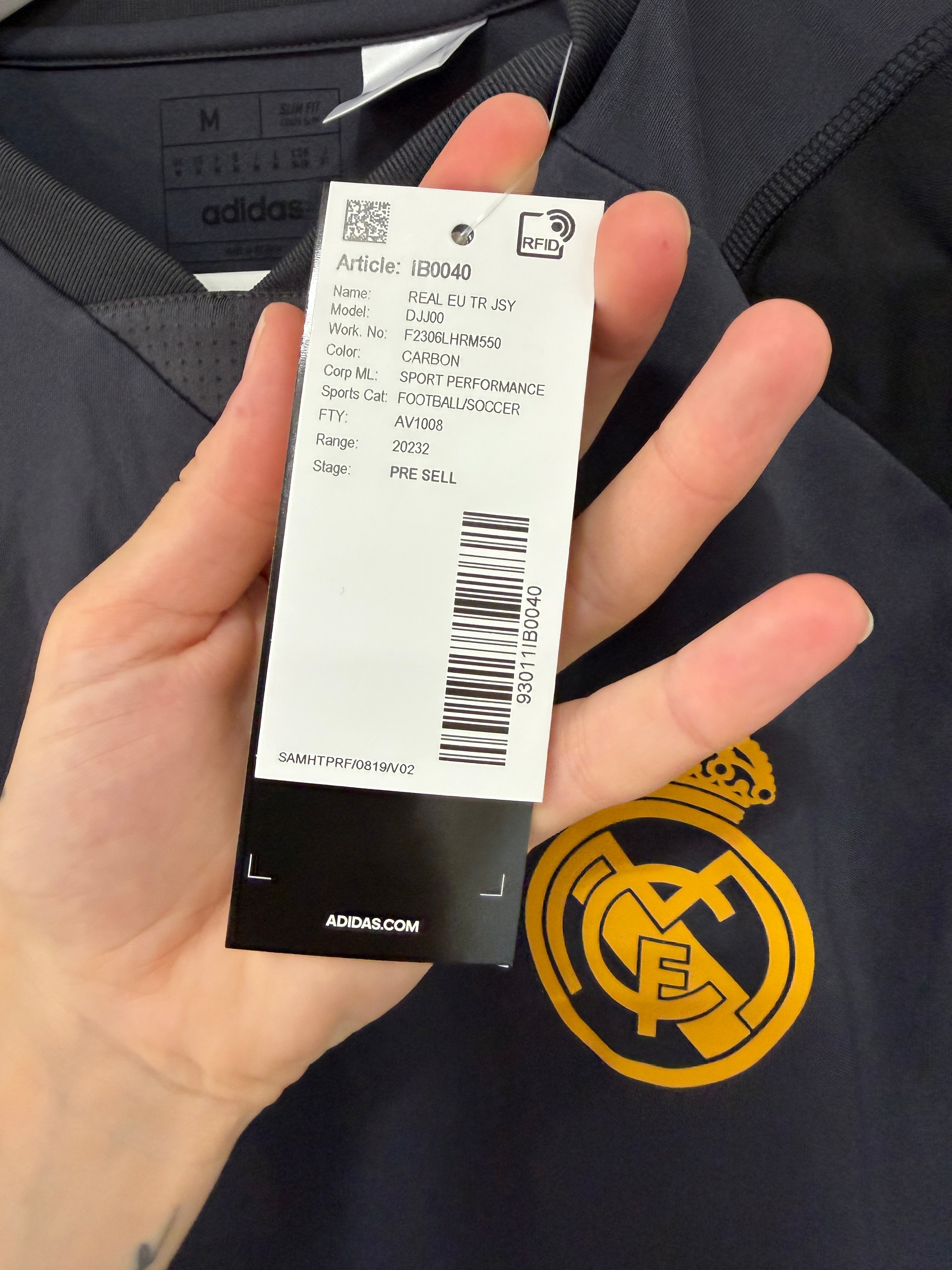 Adidas Real Madrid Charcoal Jersey Mens Sz Medium