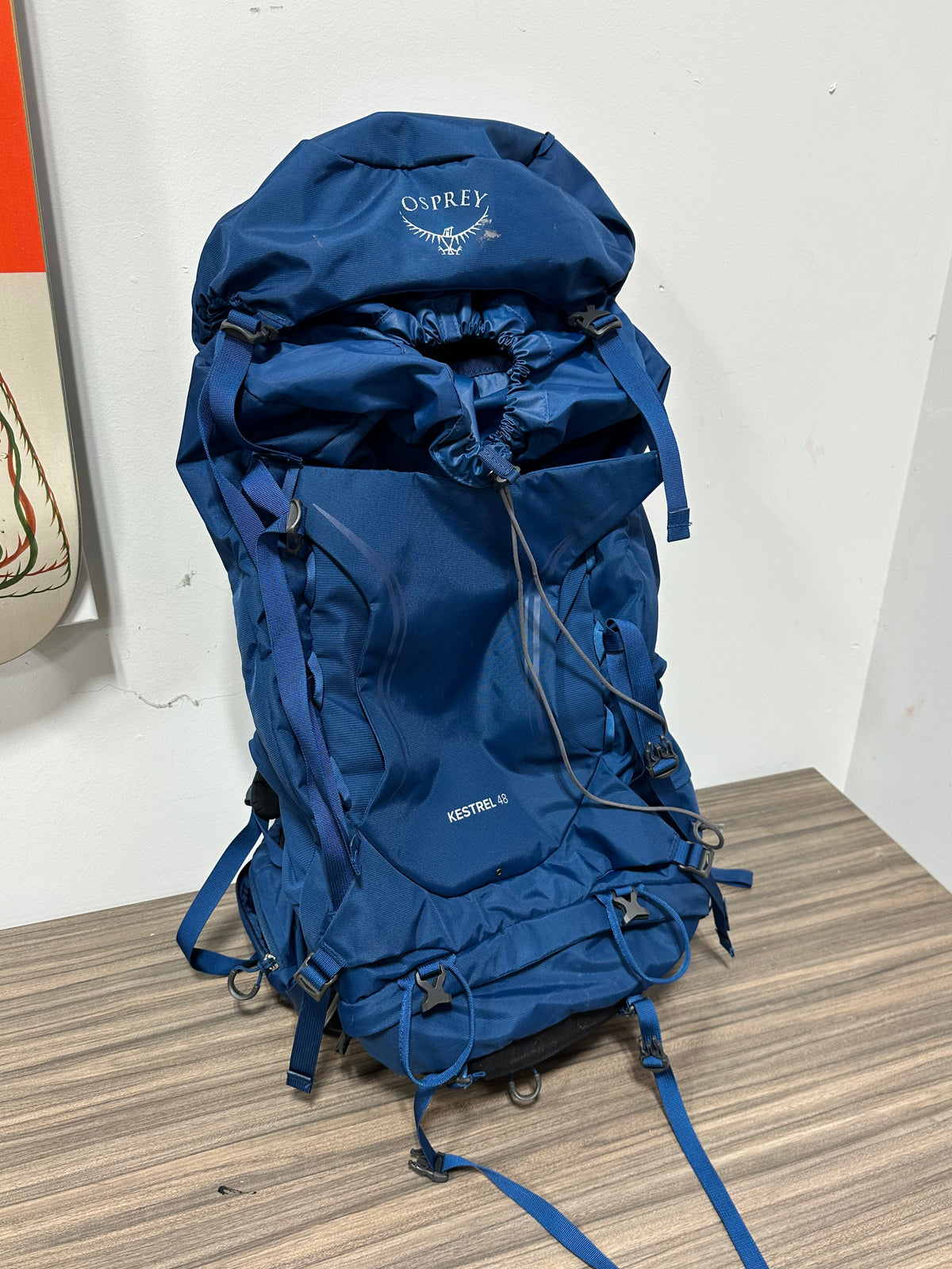 Used Osprey Kestrel 48 Backpacking Pack – Blue Medium/Large Internal Frame Hiking Bag