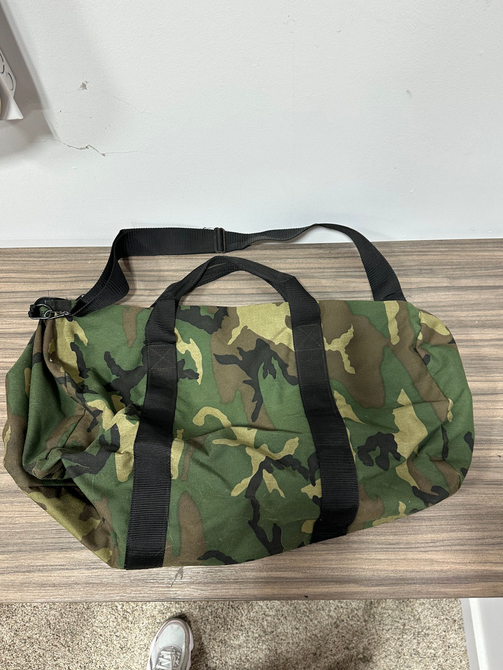 Vintage Rattlers Brand Woodland Camo Duffel Bag – Made in USA Heavy Duty Travel Bag