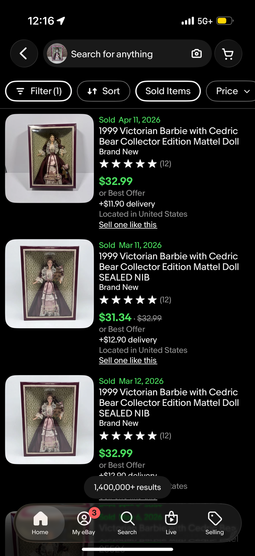Victorian Barbie with Cedric Bear, Collector Edition