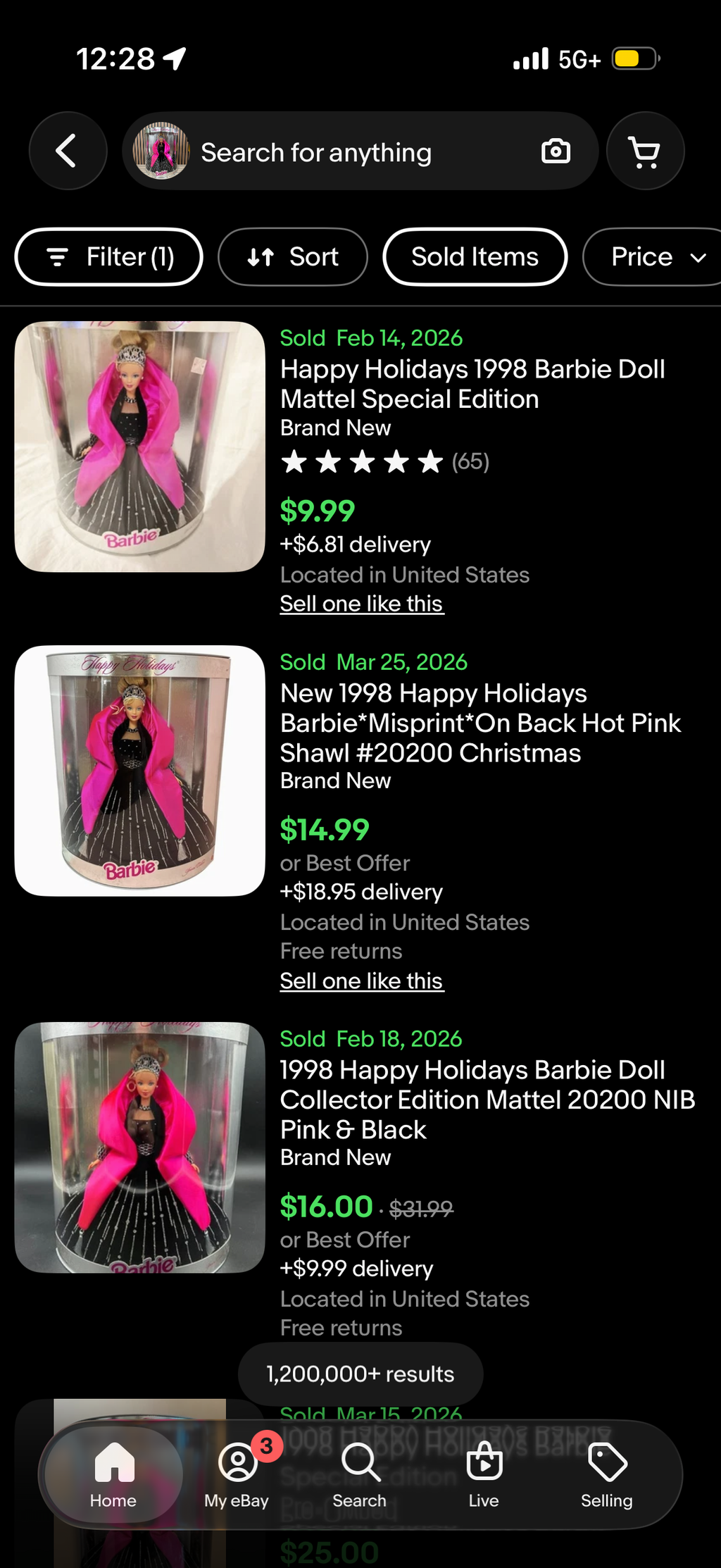 Happy Holidays Barbie Doll 1998 Special Edition Mattel