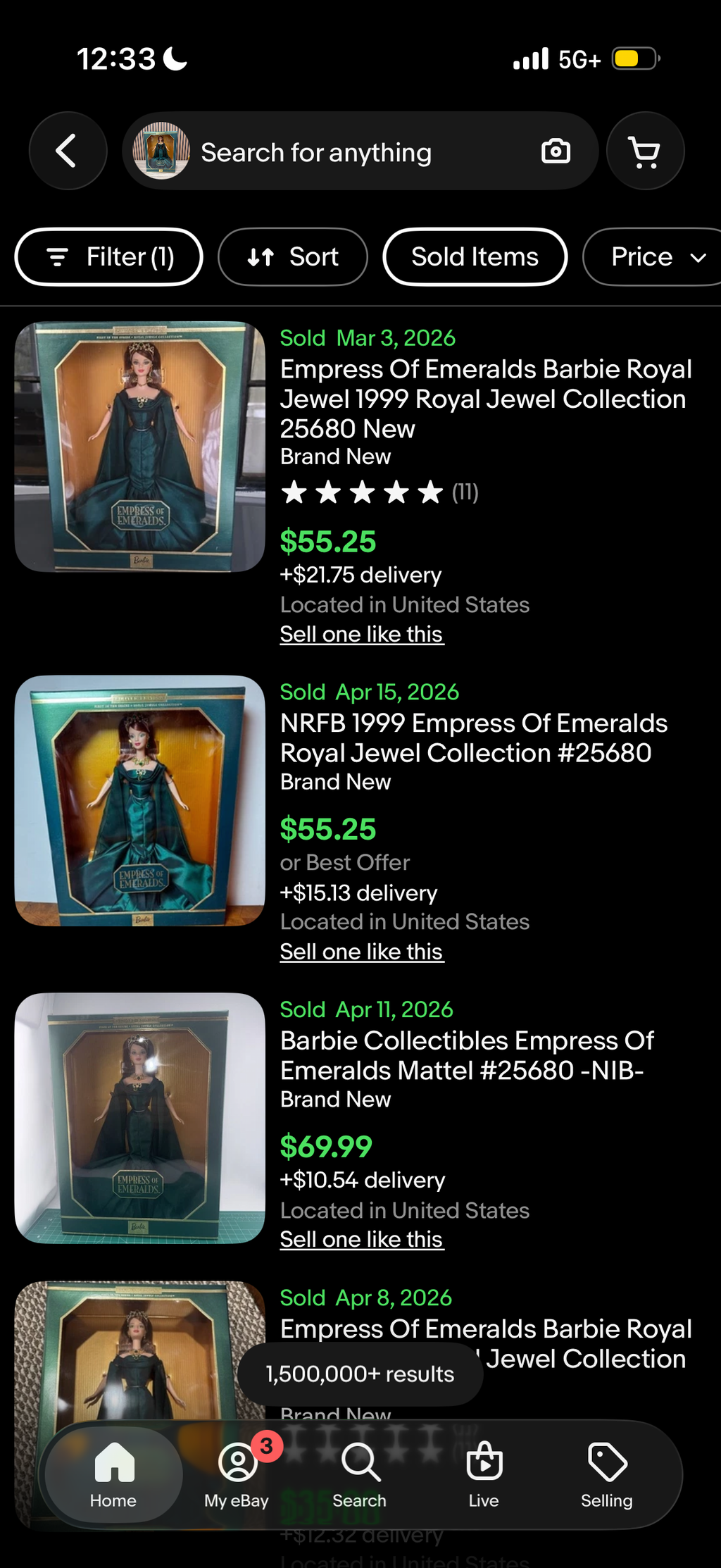 Barbie Empress of Emeralds Doll Royal Jewels Collection 1999 Mattel 25680