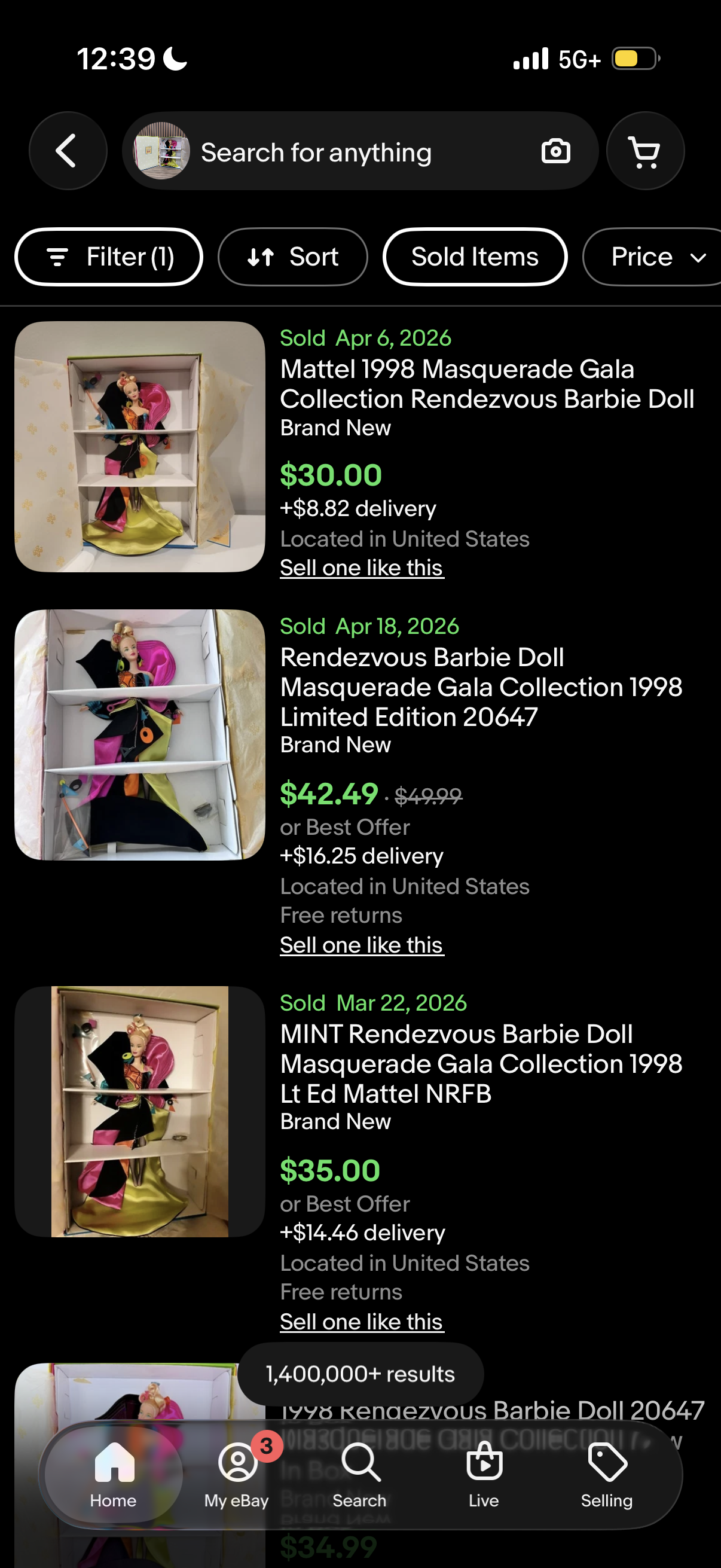Barbie Rendezvous Doll Masquerade Gala Collection 1998 Mattel 20647