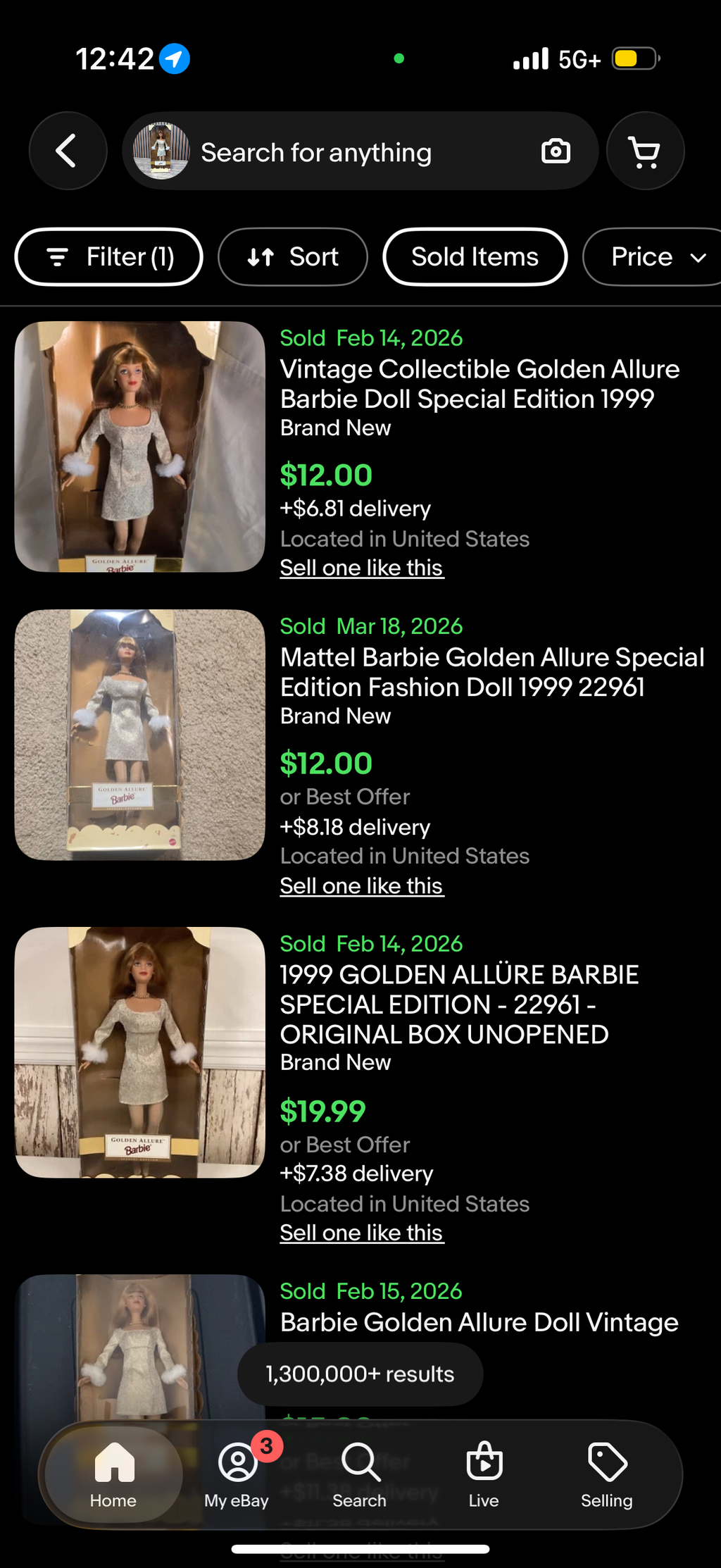 1999 Golden Allure Barbie Doll by Mattel #22961