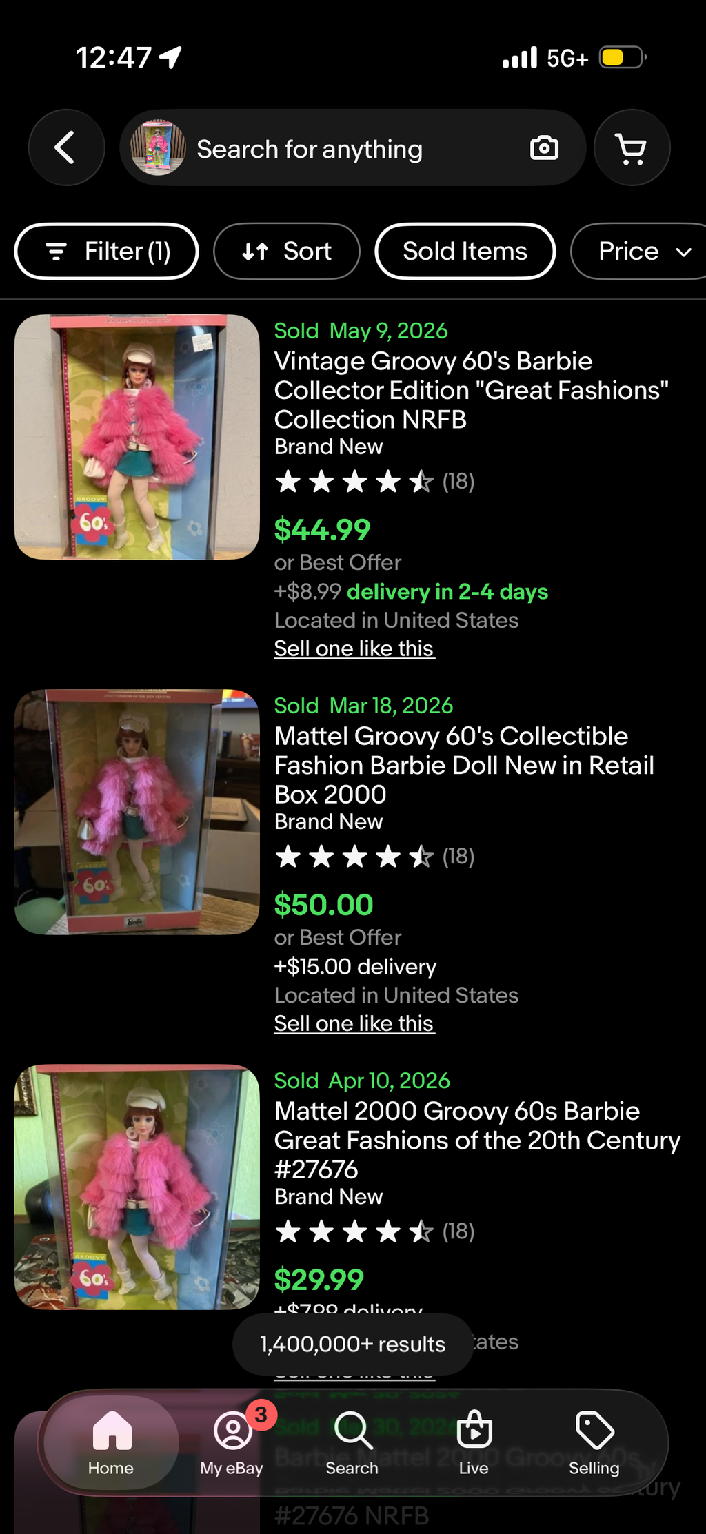 Groovy 60's Barbie Collector Edition "Great Fashions" 2000