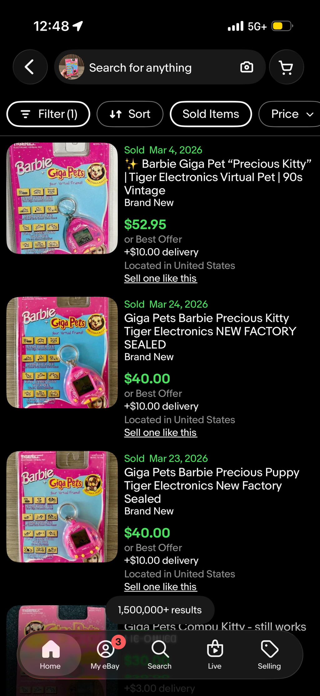 Tiger Electronics Giga Pets BARBIE Precious Puppy Virtual Pet - NEW STILL SEALED