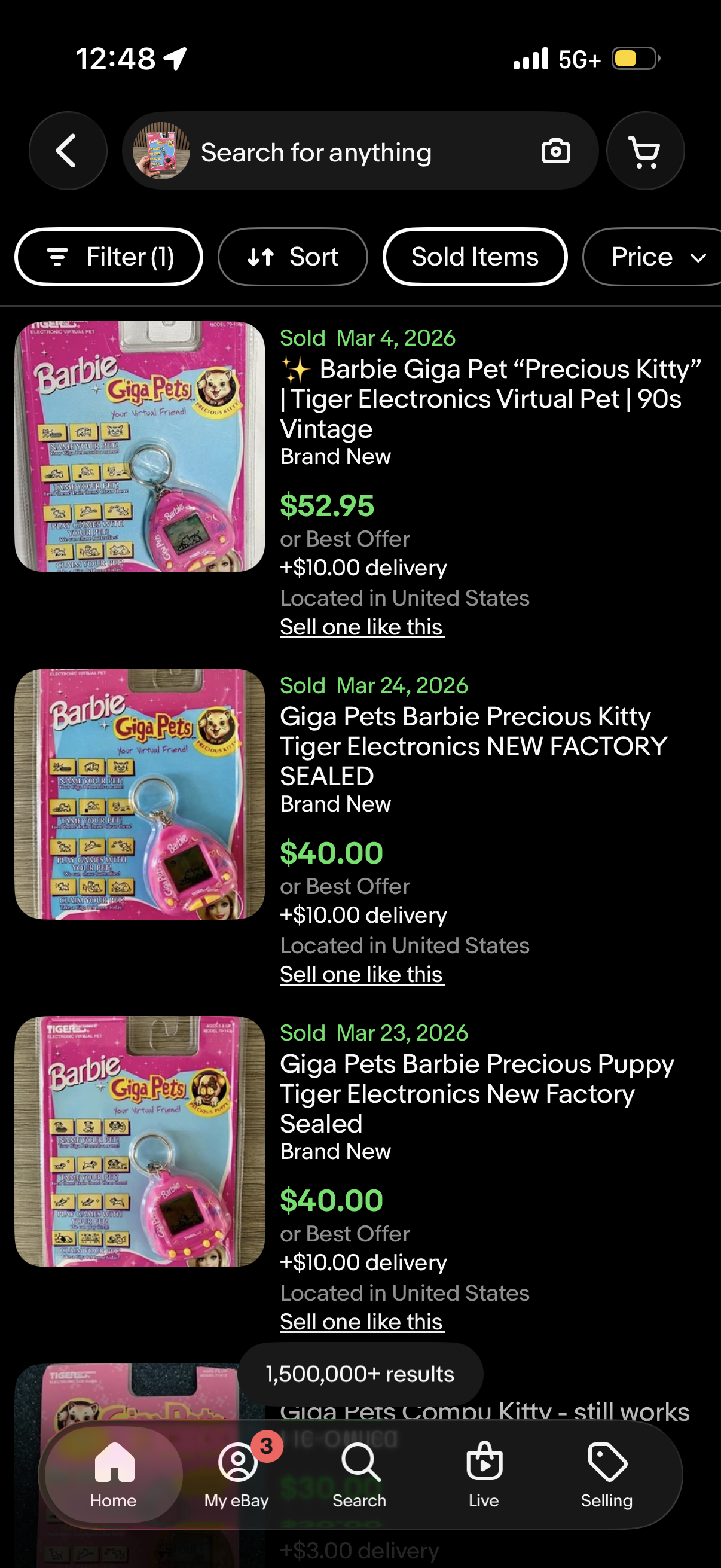 Tiger Electronics Giga Pets BARBIE Precious Puppy Virtual Pet - NEW STILL SEALED