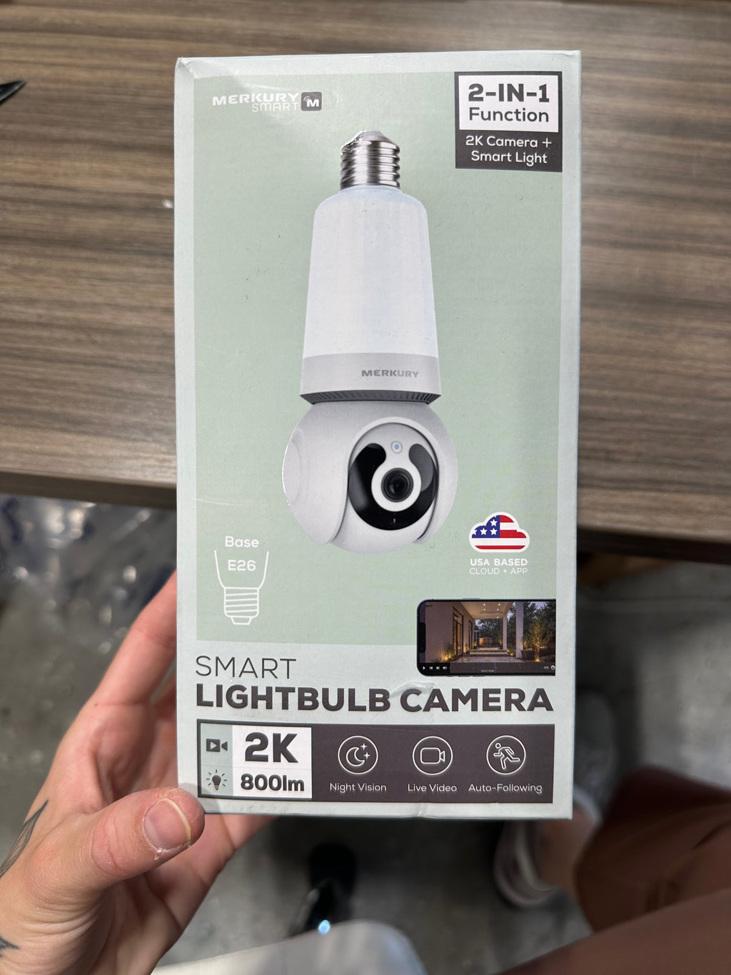 New Merkury 2K Smart Lightbulb Camera & LED Light (Fits Standard E26 Socket)