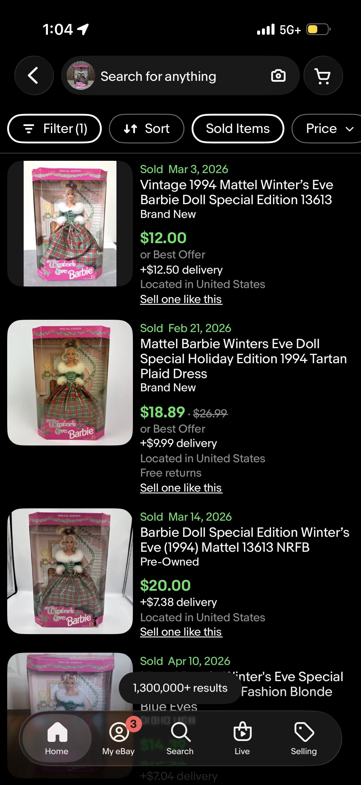 Barbie Special Edition Winters Eve #13613 Vintage 1994 Mattel Christmas